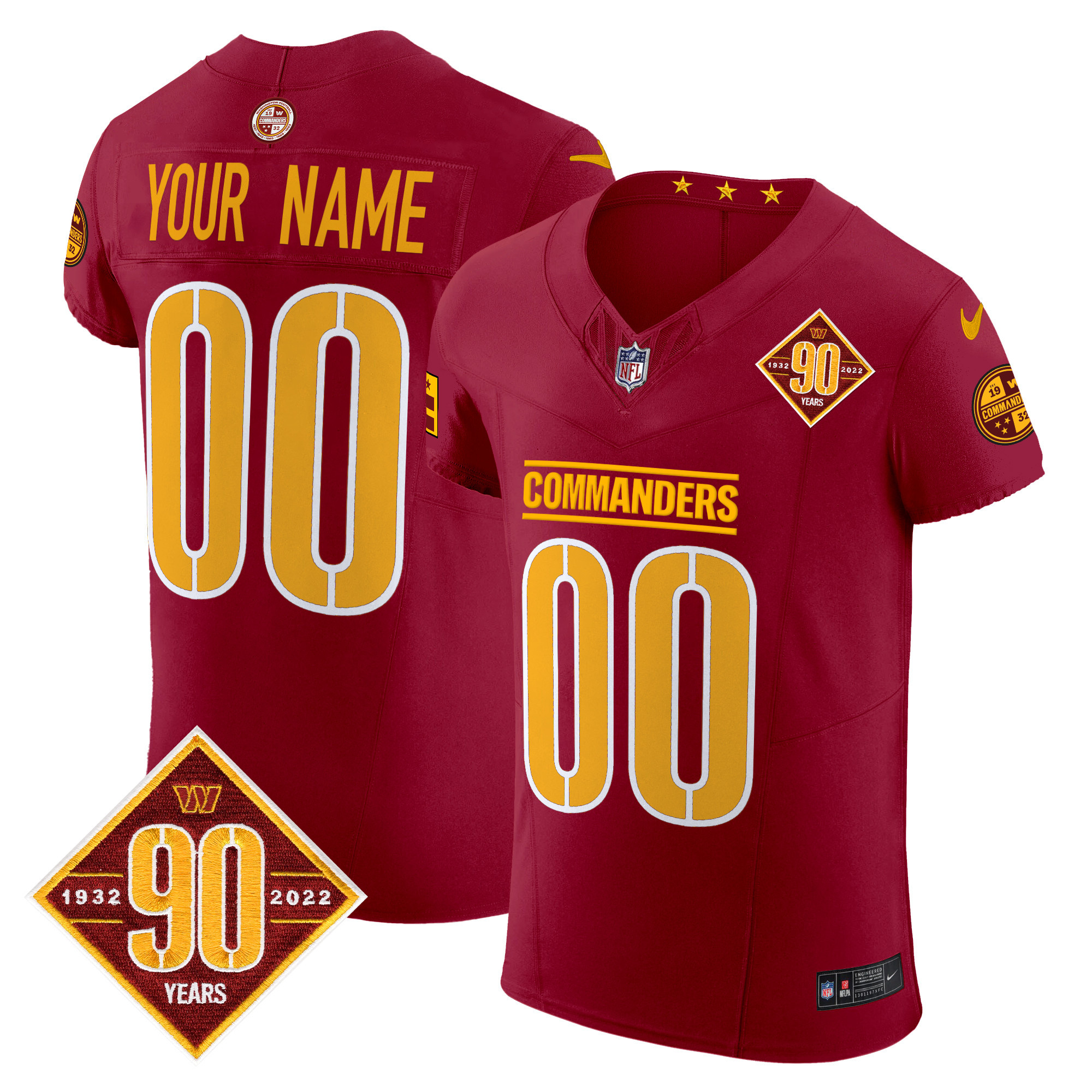 Washington Commanders 90th Anniversary Patch Vapor Elite Custom Jersey - All Stitched - Image 4