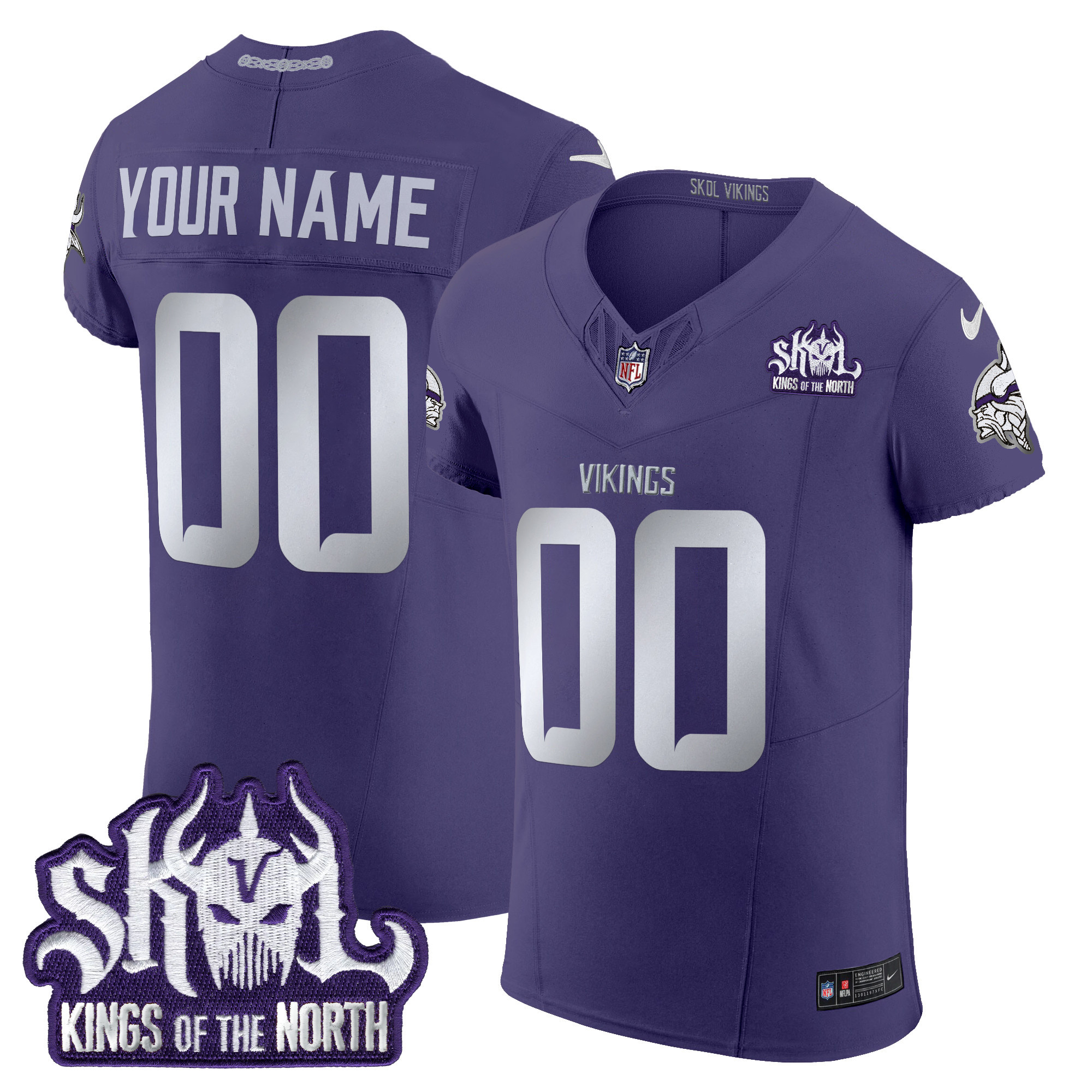 Minnesota Vikings 2024 Winter Warrior Skol Patch Vapor Elite Custom Jersey - All Stitched - Image 5