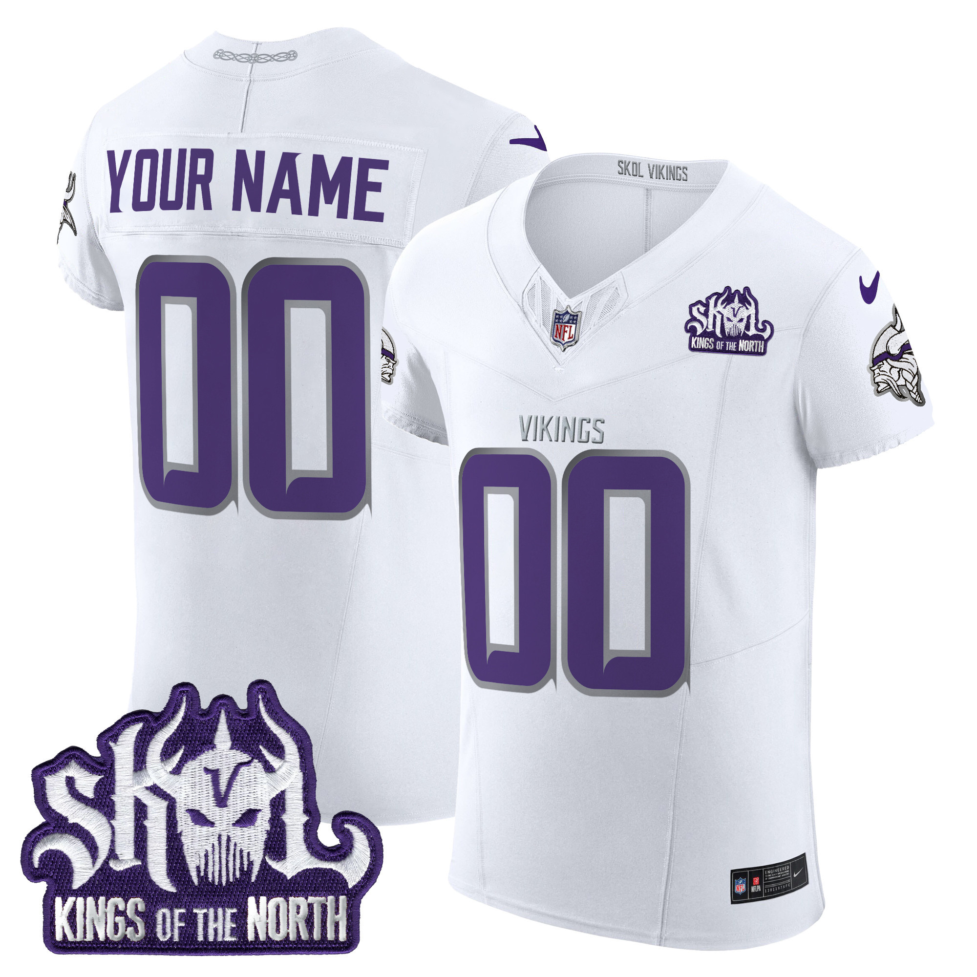Minnesota Vikings 2024 Winter Warrior Skol Patch Vapor Elite Custom Jersey - All Stitched