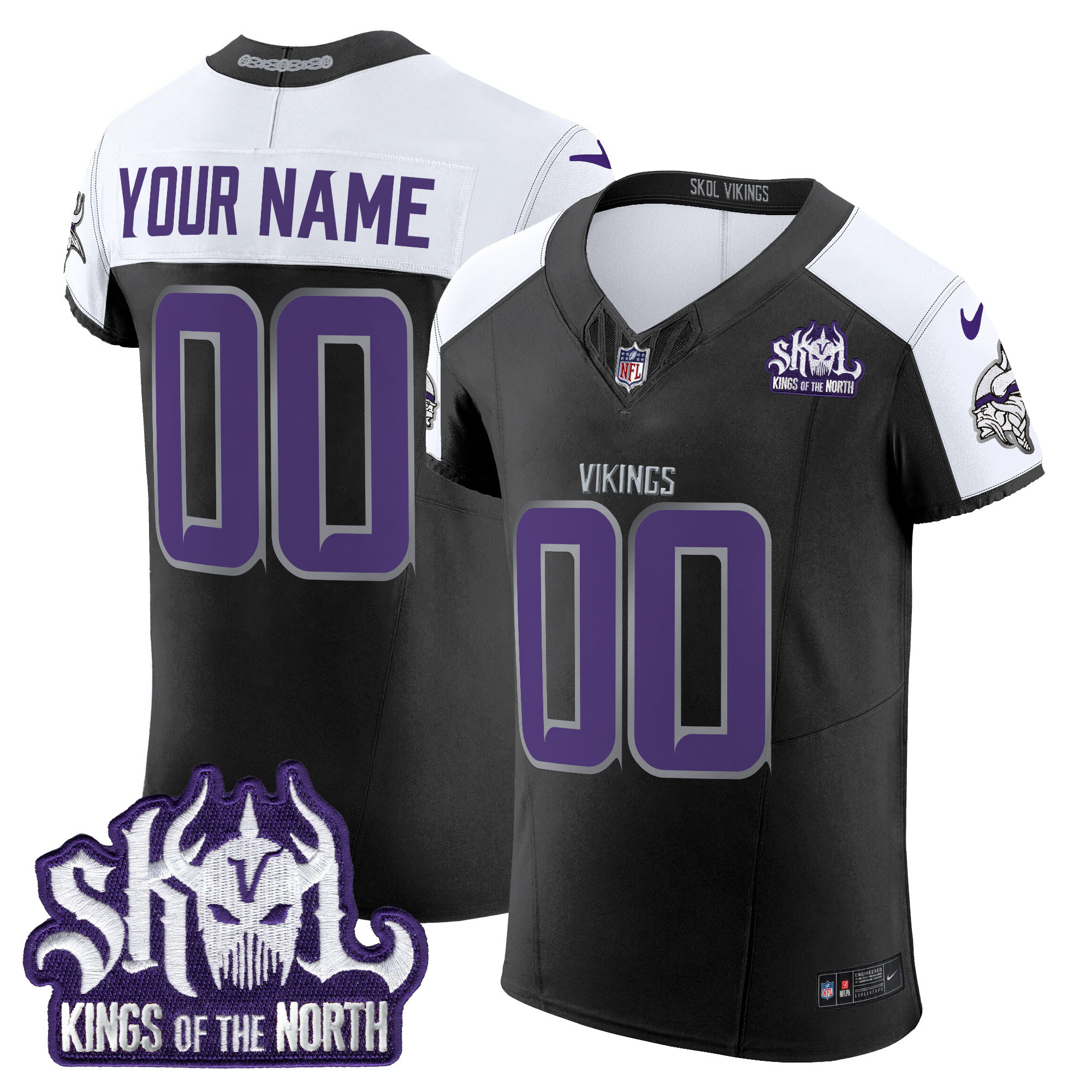 Minnesota Vikings 2024 Winter Warrior Skol Patch Vapor Elite Custom Jersey - All Stitched - Image 3