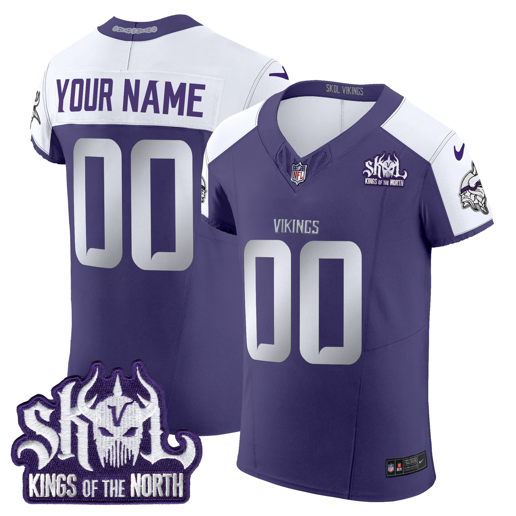 Minnesota Vikings 2024 Winter Warrior Skol Patch Vapor Elite Custom Jersey - All Stitched - Image 4