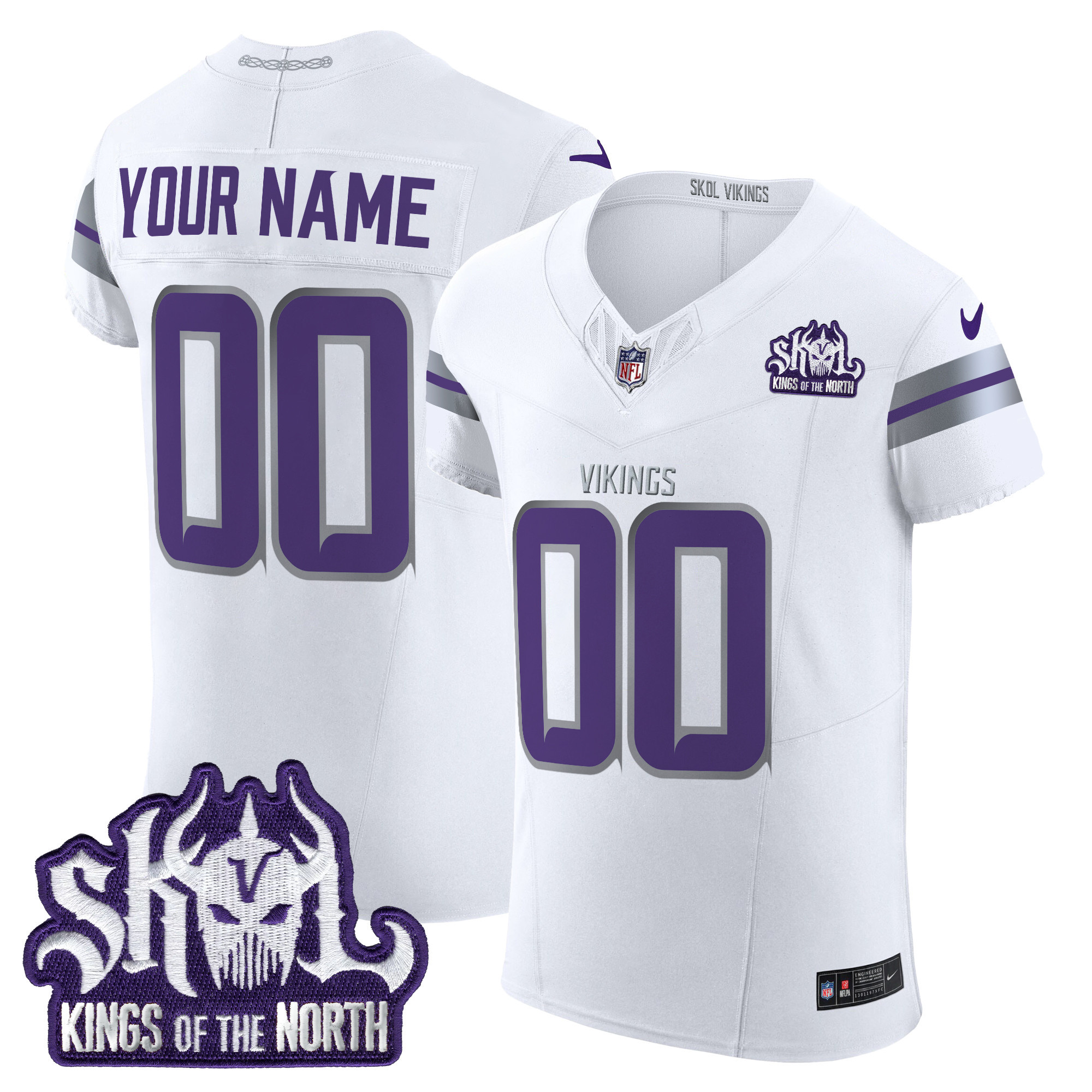 Minnesota Vikings 2024 Winter Warrior Skol Patch Vapor Elite Custom Jersey - All Stitched - Image 2