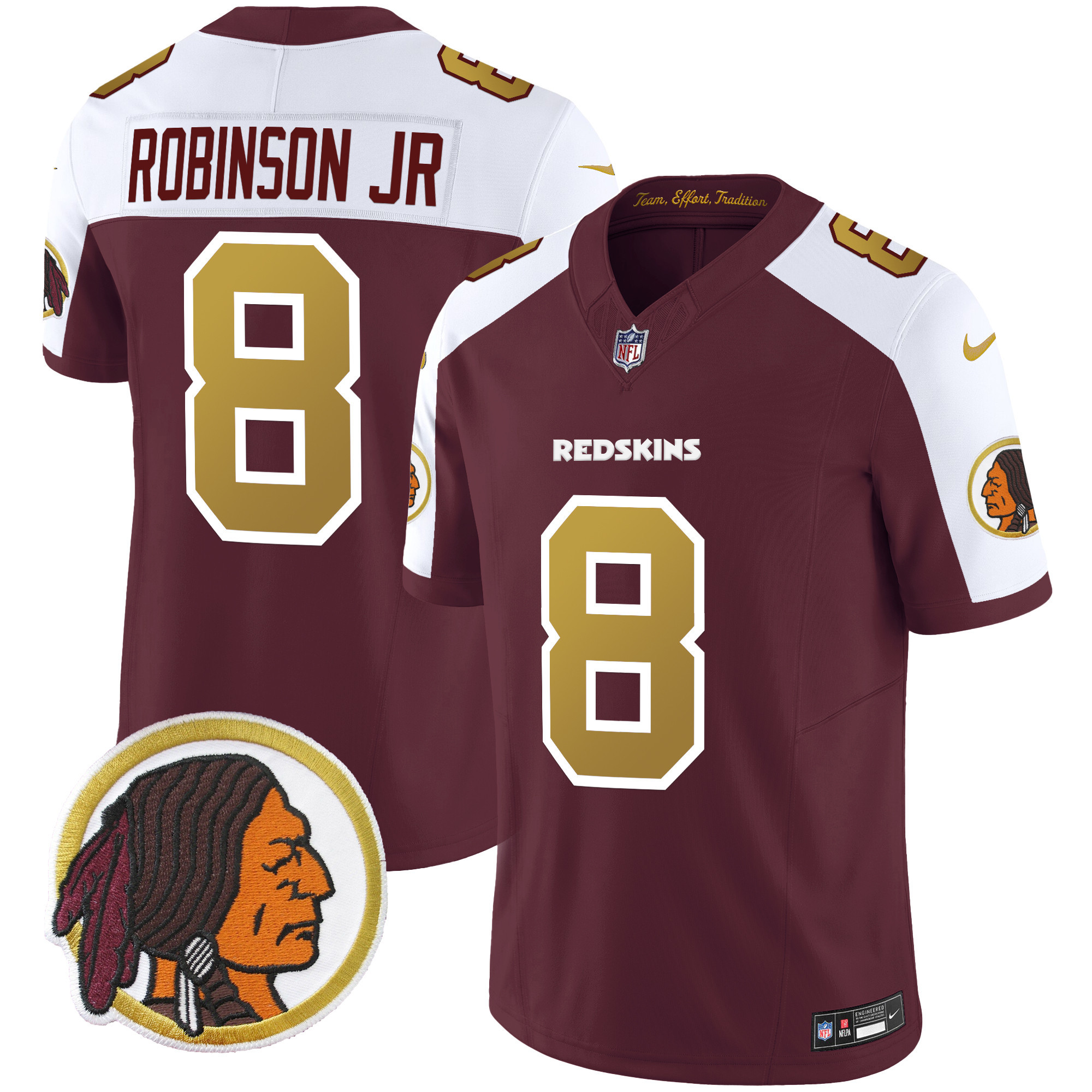 Men's Washington Redskins Throwback Vapor Limited Jersey - All Stitched - Image 2