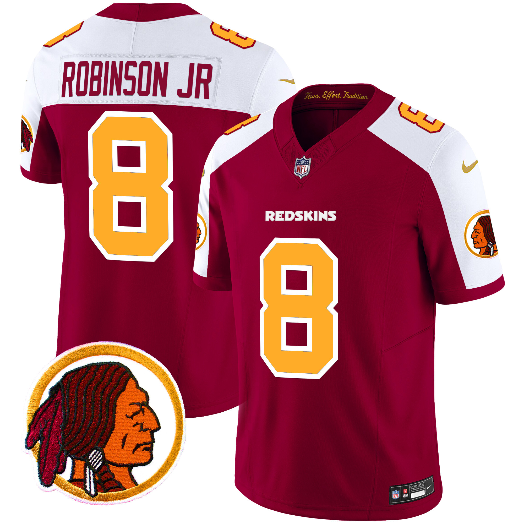 Men's Washington Redskins Throwback Vapor Limited Jersey V2 - All Stitched - Image 2