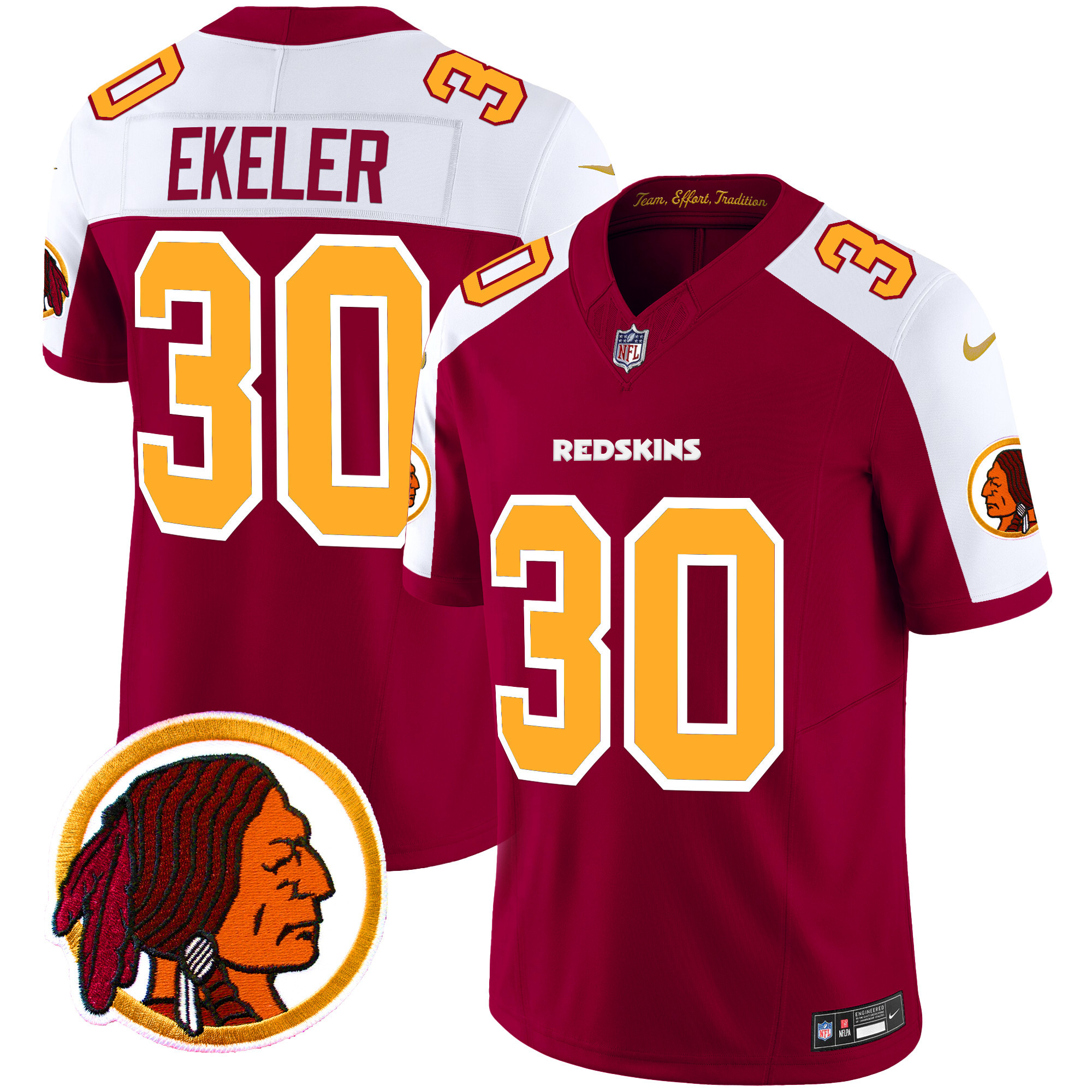 Men's Washington Redskins Throwback Vapor Limited Jersey V2 - All Stitched - Image 3