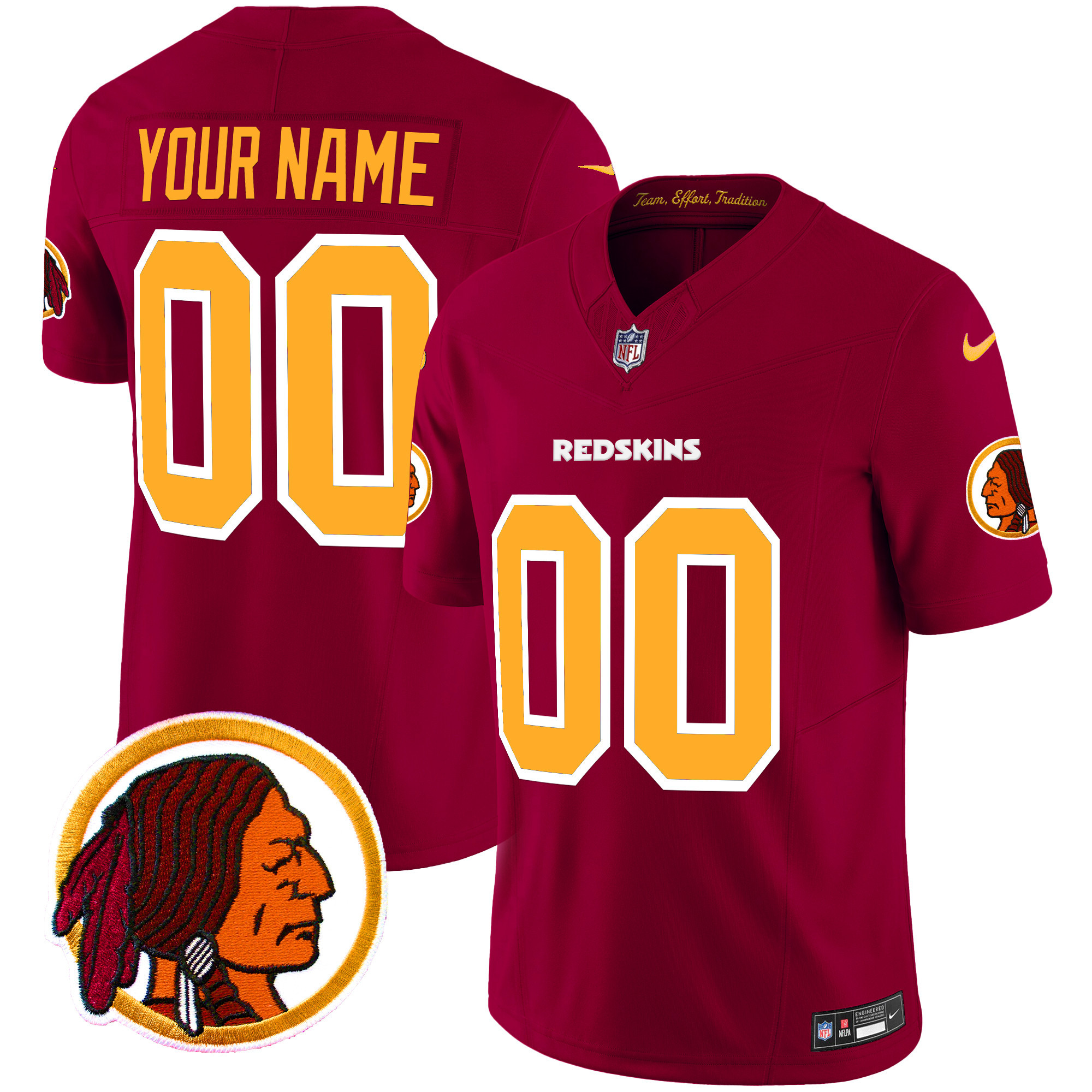Washington Redskins Throwback Vapor Limited Custom Jersey V2 - All Stitched - Image 4