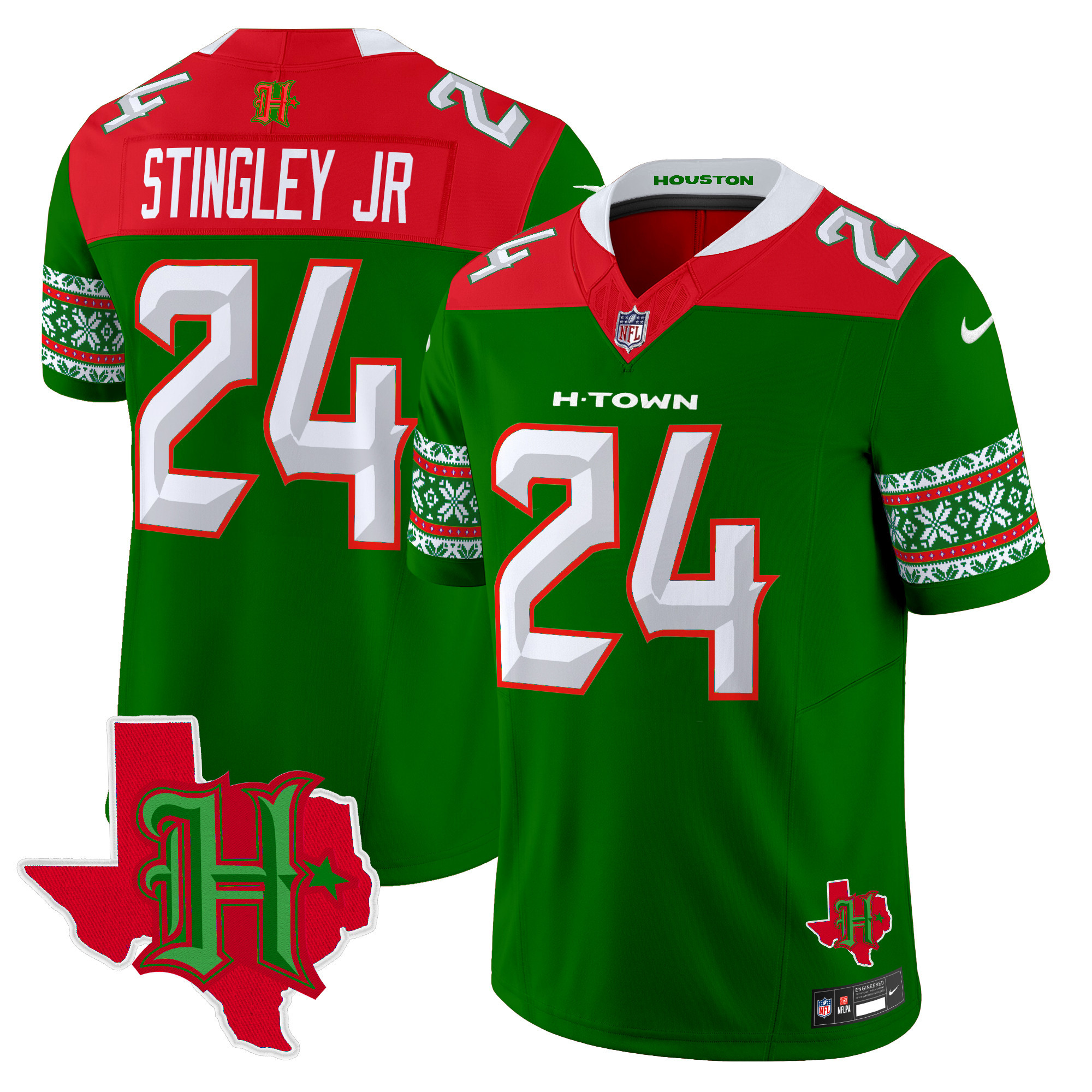 Men's Houston Texans 2024 Christmas Vapor Limited Jersey - All Stitched - Image 13