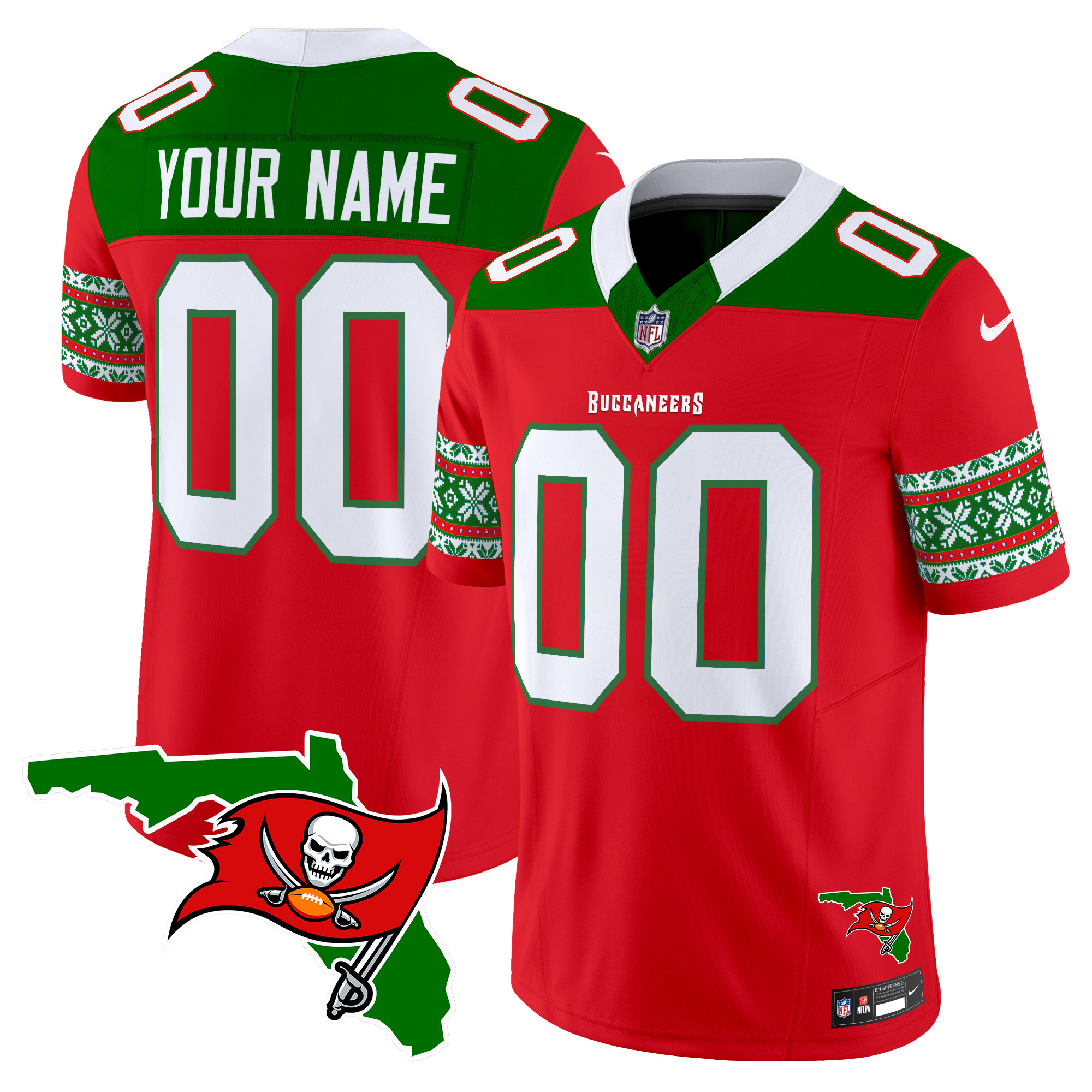 Buccaneers 2024 Christmas Vapor Limited Custom Jersey - All Stitched