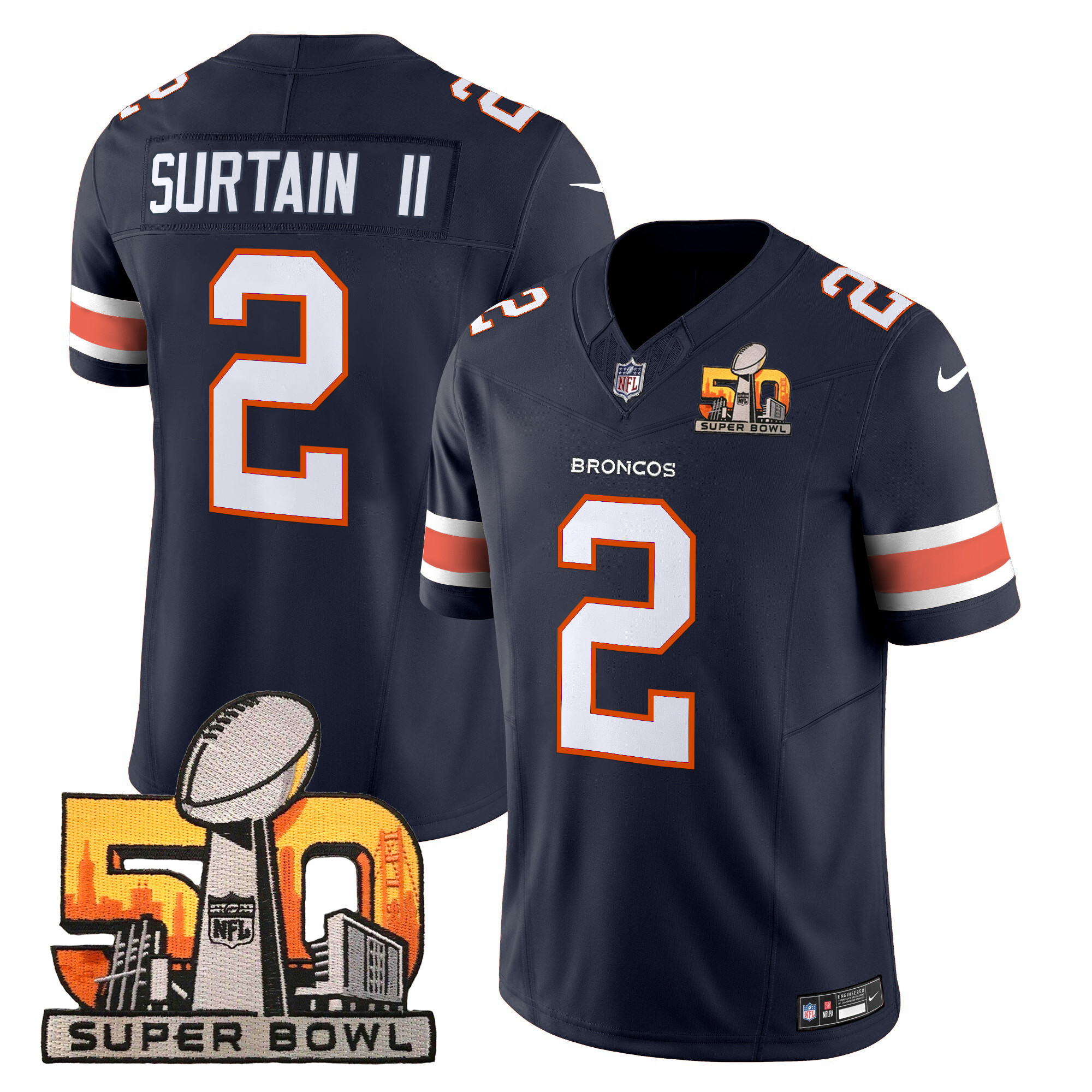 Men's Denver Broncos Super Bowl 50 Patch Vapor Limited Jersey - All Stitched - Image 23