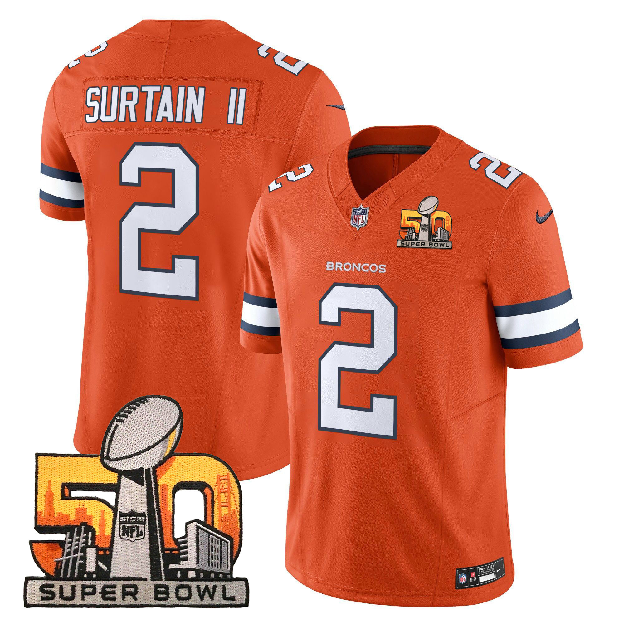 Men's Denver Broncos Super Bowl 50 Patch Vapor Limited Jersey - All Stitched - Image 16