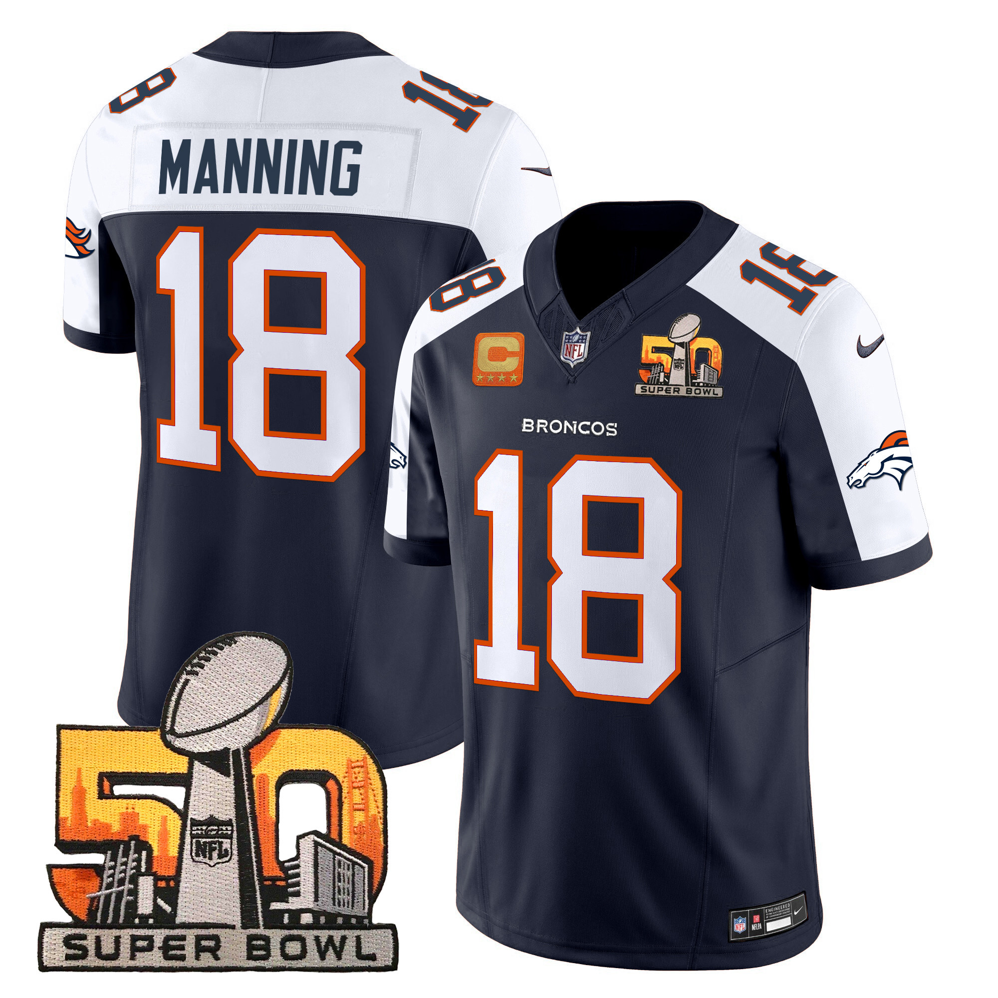 Men's Denver Broncos Super Bowl 50 Patch Vapor Limited Jersey - All Stitched - Image 5