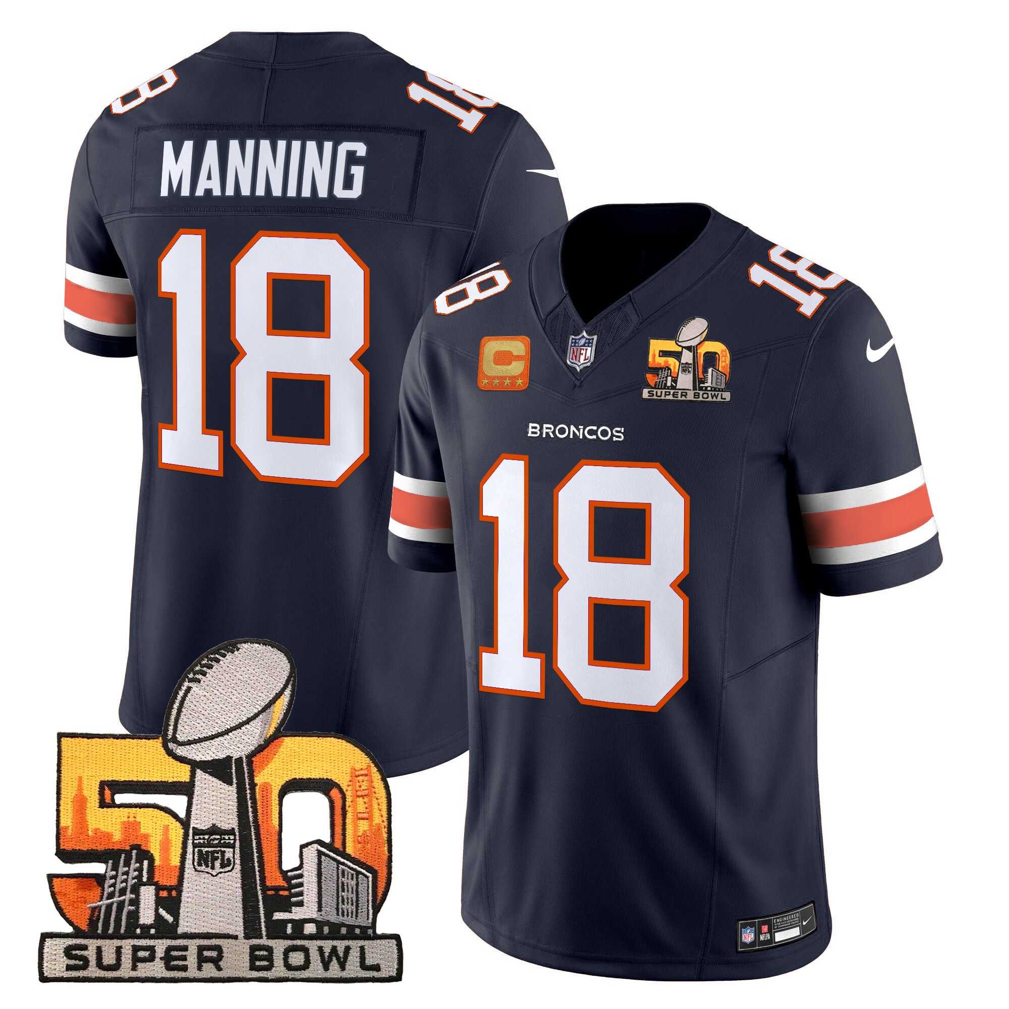 Men's Denver Broncos Super Bowl 50 Patch Vapor Limited Jersey - All Stitched - Image 26