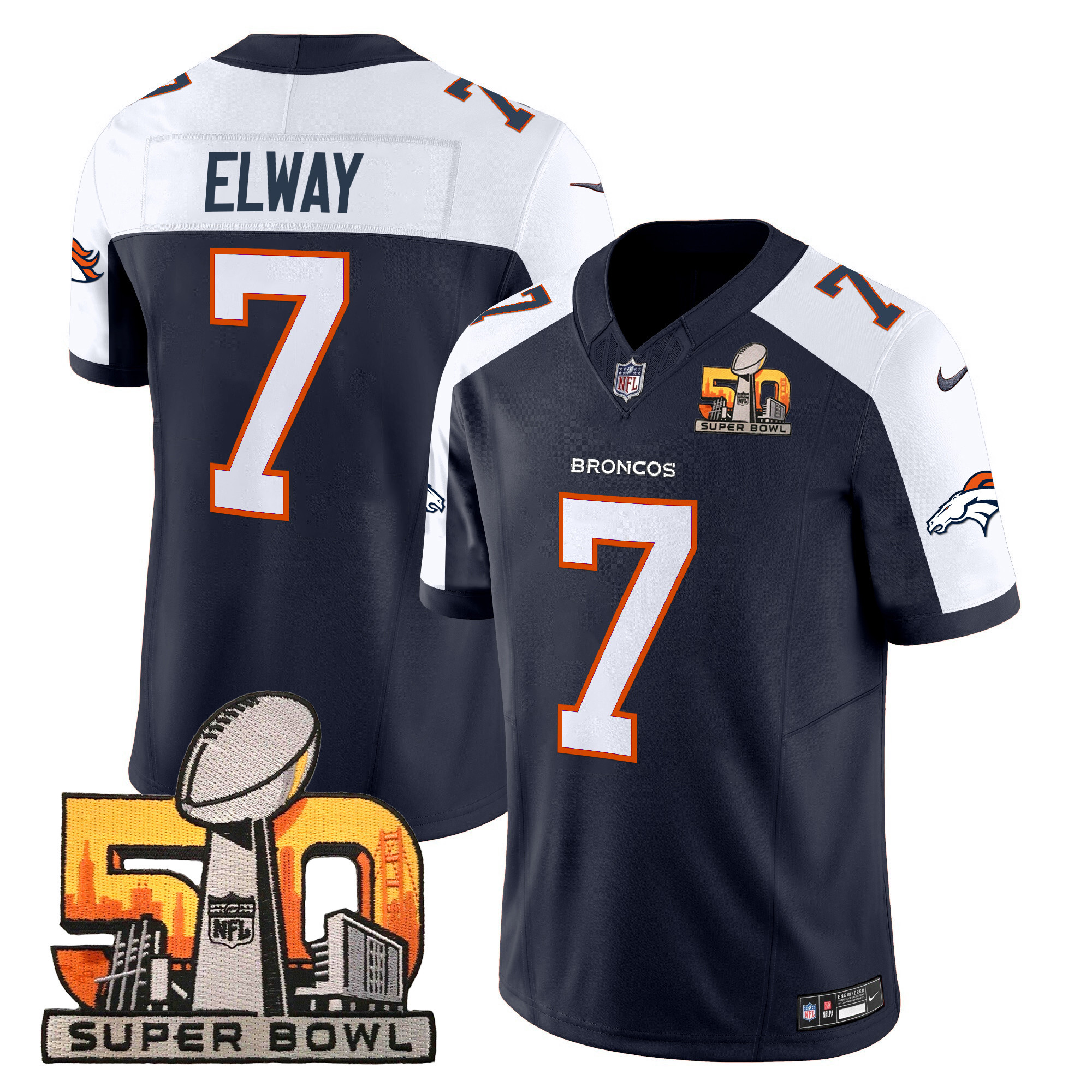 Men's Denver Broncos Super Bowl 50 Patch Vapor Limited Jersey - All Stitched - Image 6