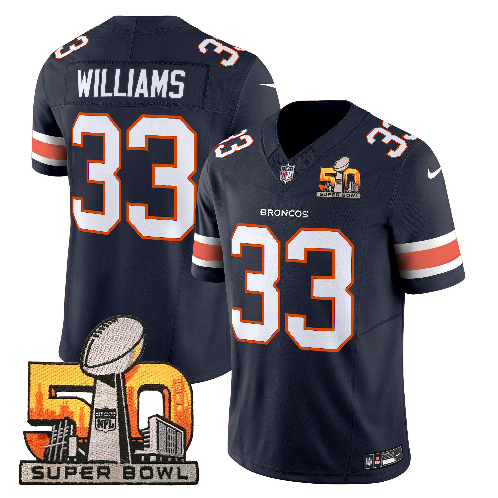 Men's Denver Broncos Super Bowl 50 Patch Vapor Limited Jersey - All Stitched - Image 25