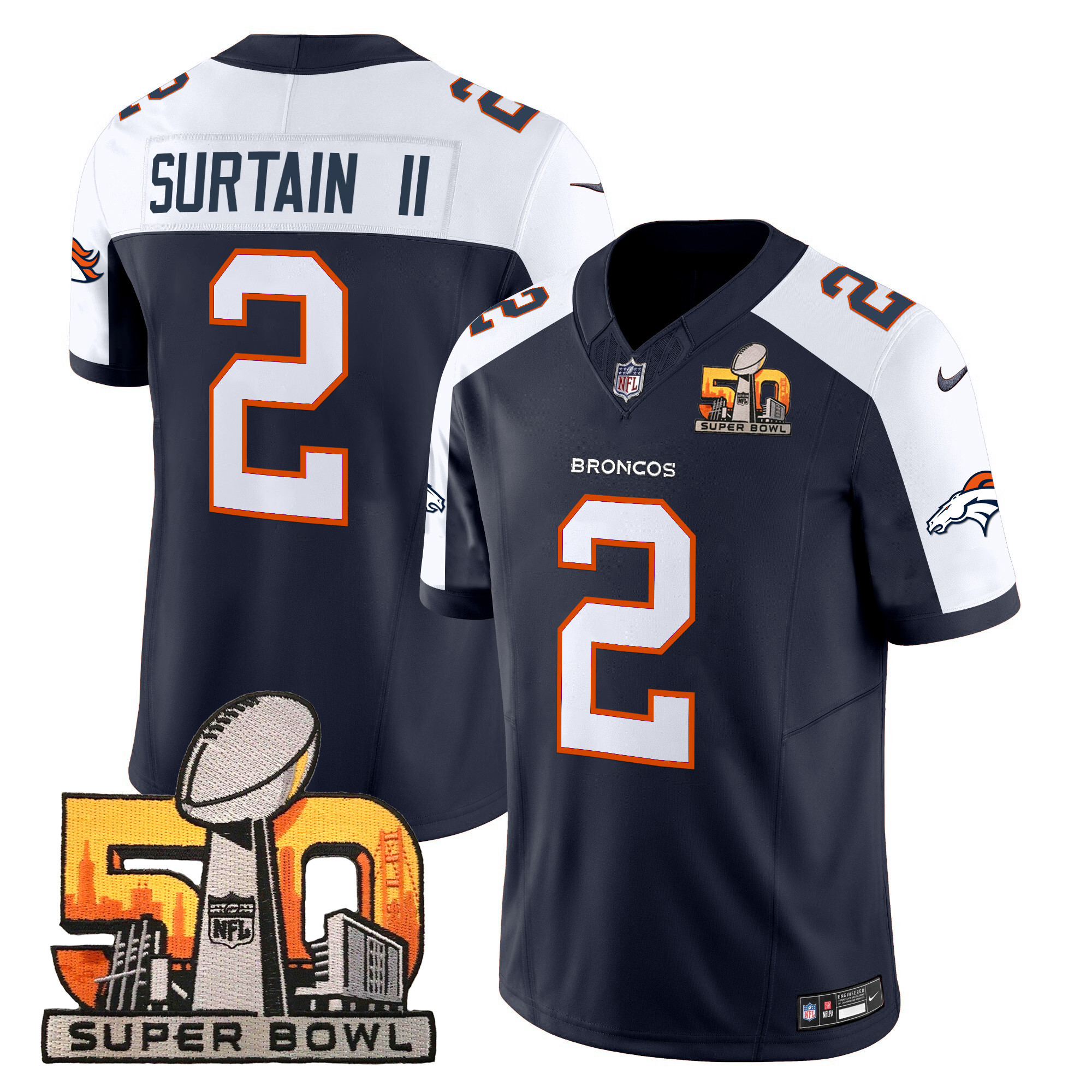Men's Denver Broncos Super Bowl 50 Patch Vapor Limited Jersey - All Stitched - Image 2