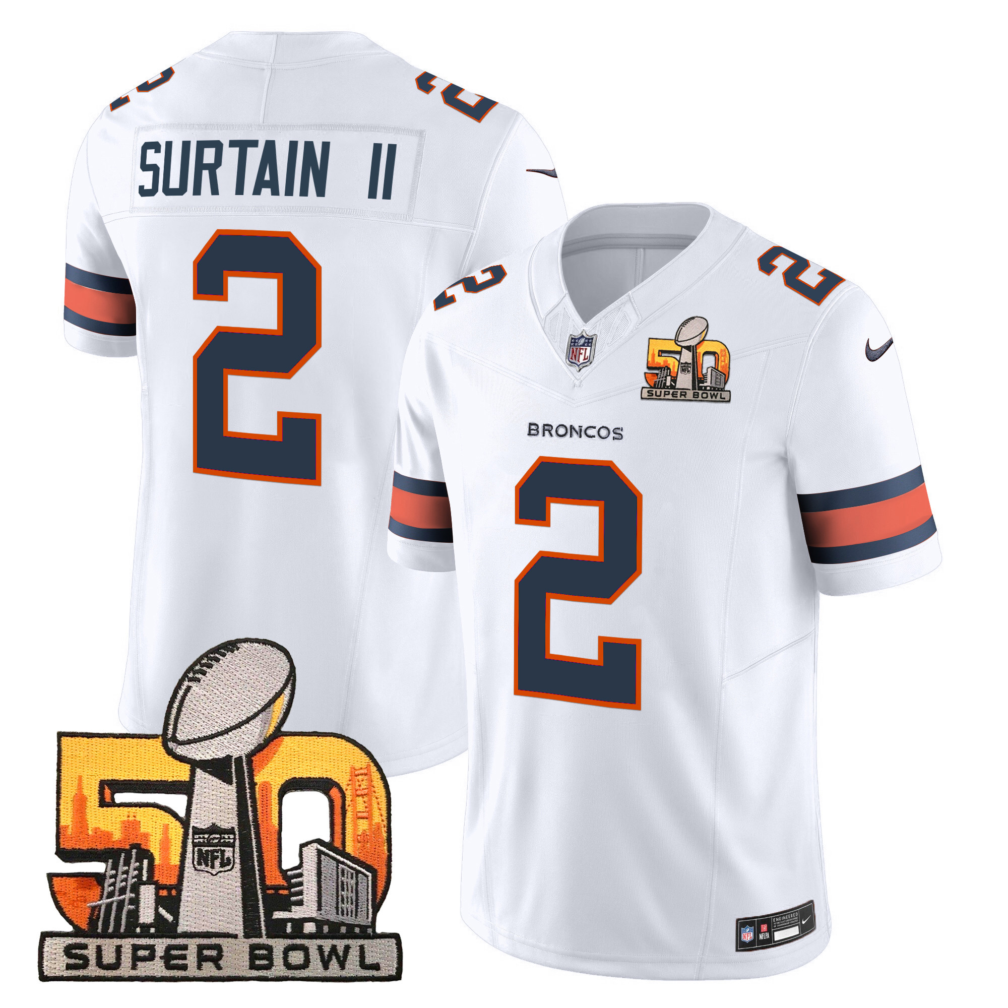 Men's Denver Broncos Super Bowl 50 Patch Vapor Limited Jersey - All Stitched - Image 30