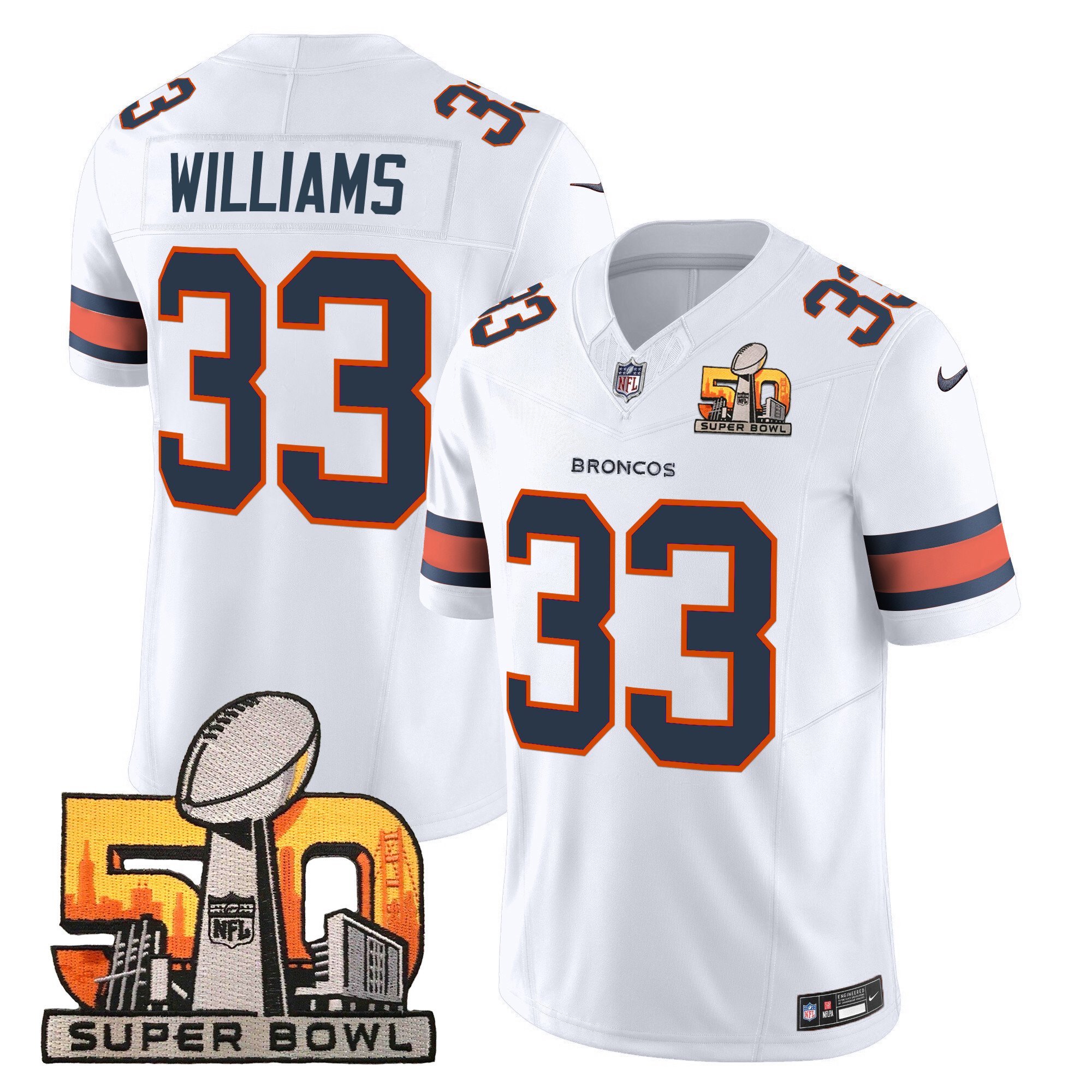 Men's Denver Broncos Super Bowl 50 Patch Vapor Limited Jersey - All Stitched - Image 32