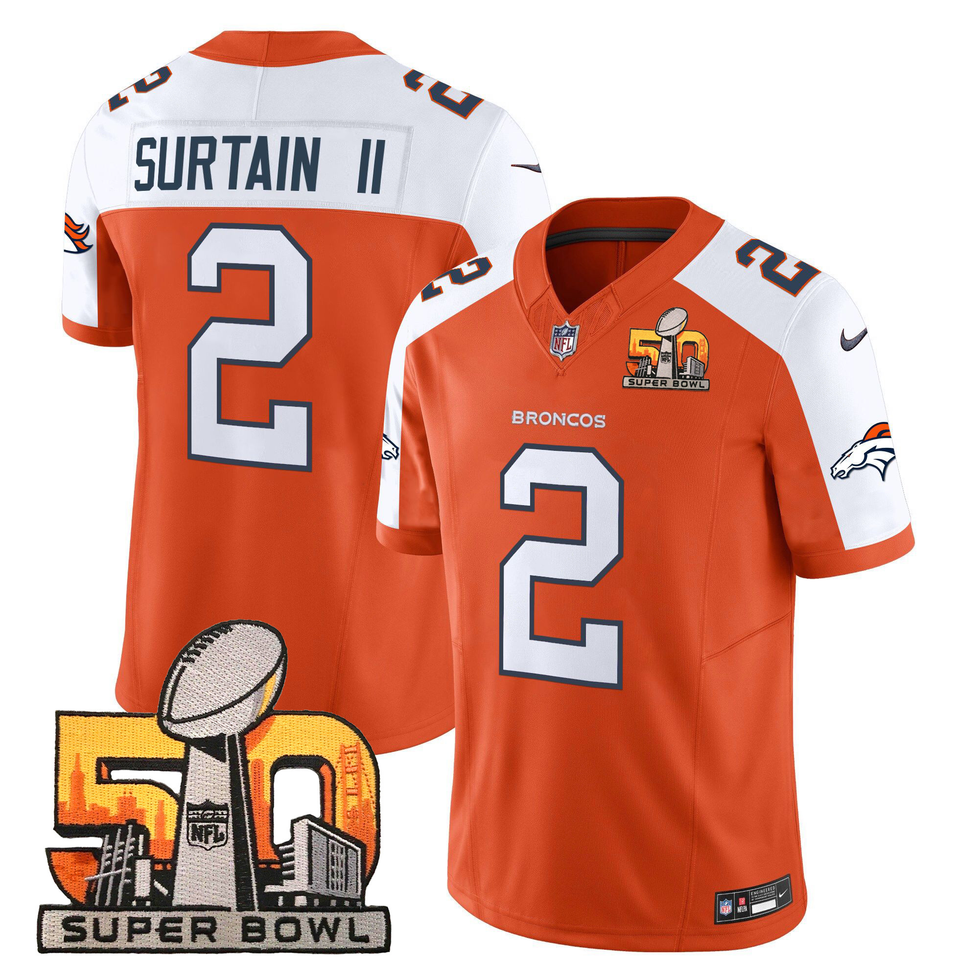 Men's Denver Broncos Super Bowl 50 Patch Vapor Limited Jersey - All Stitched - Image 9