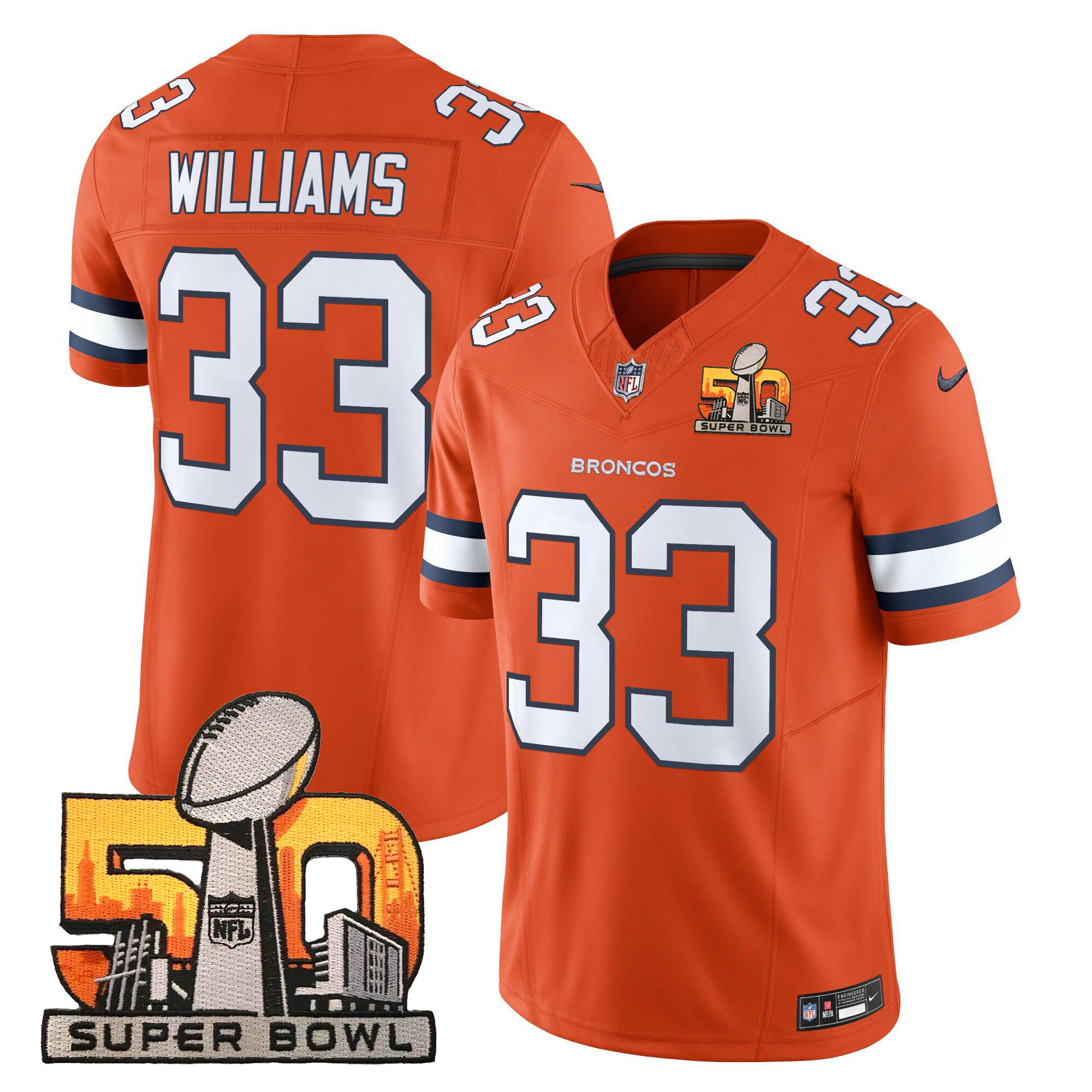 Men's Denver Broncos Super Bowl 50 Patch Vapor Limited Jersey - All Stitched - Image 18