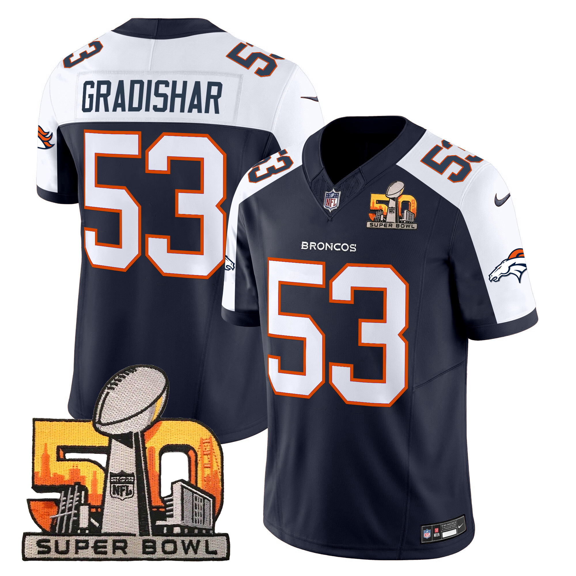 Men's Denver Broncos Super Bowl 50 Patch Vapor Limited Jersey - All Stitched - Image 7