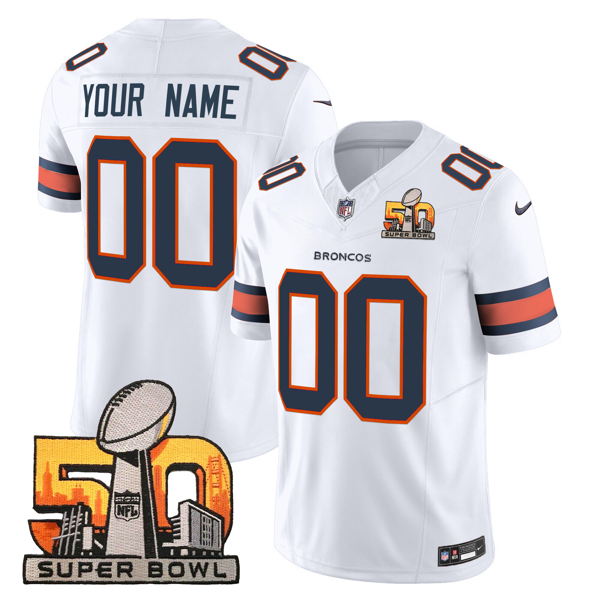 Denver Broncos Super Bowl 50 Patch Vapor Limited Custom Jersey - All Stitched - Image 5