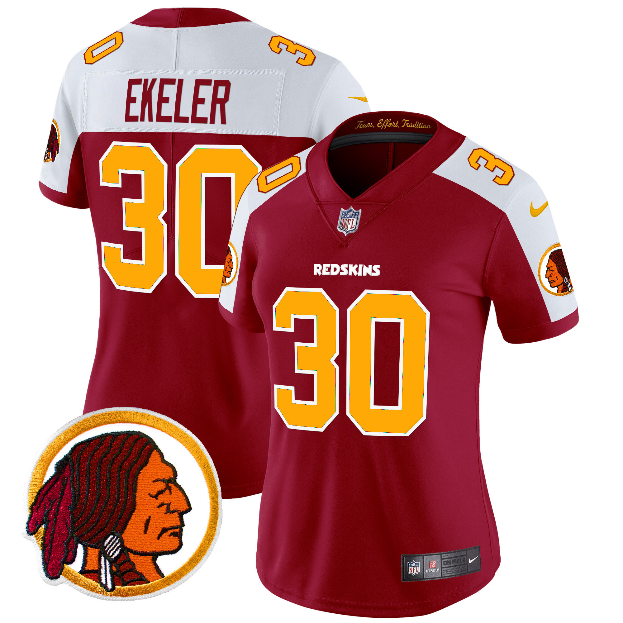 Women's Washington Redskins Throwback Vapor Limited Jersey V2 - All Stitched - Image 3