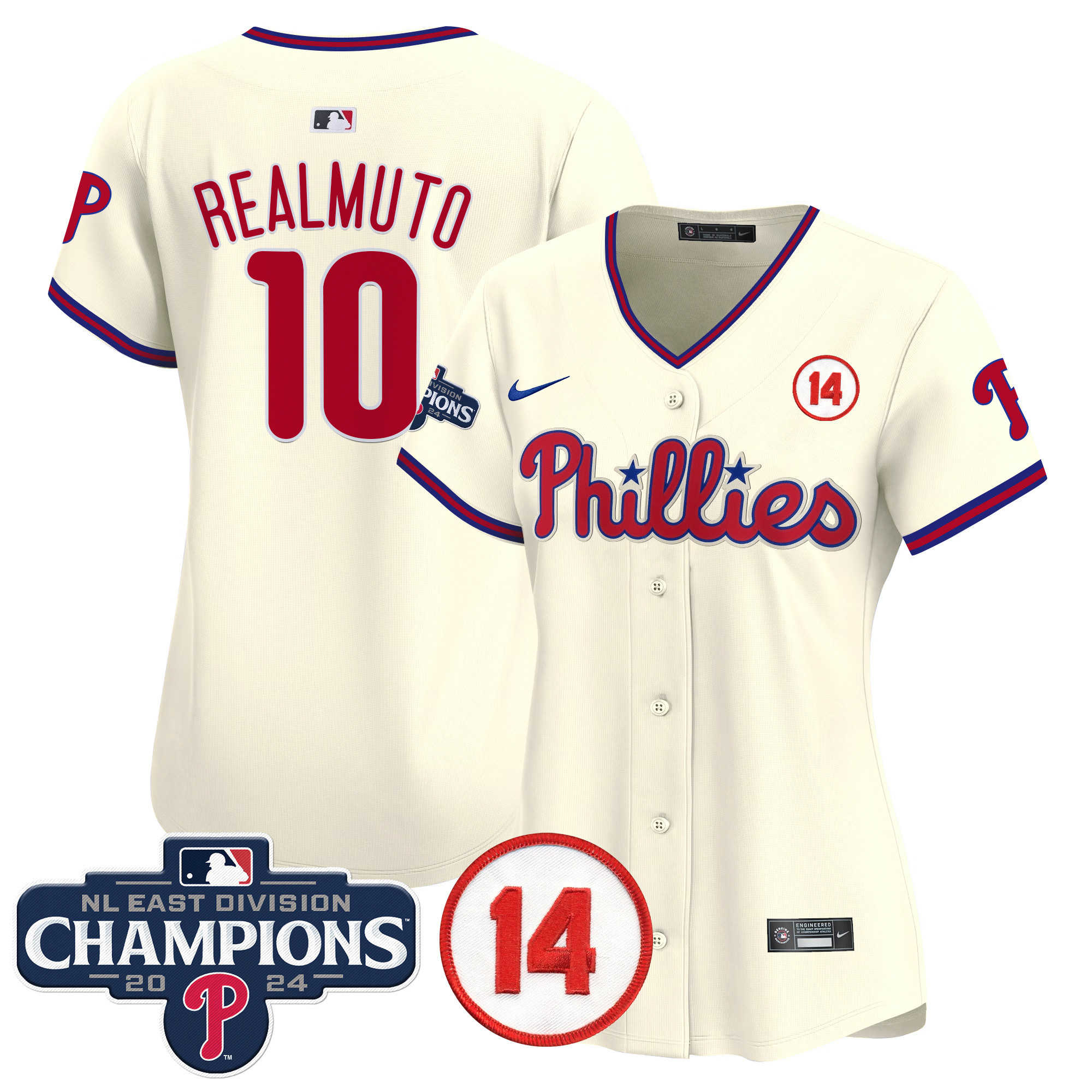 Women's Phillies 2024 NL East Division Champions & Pete Rose Patch Gold Vapor Premier Limited Jersey - All Stitched - Image 48