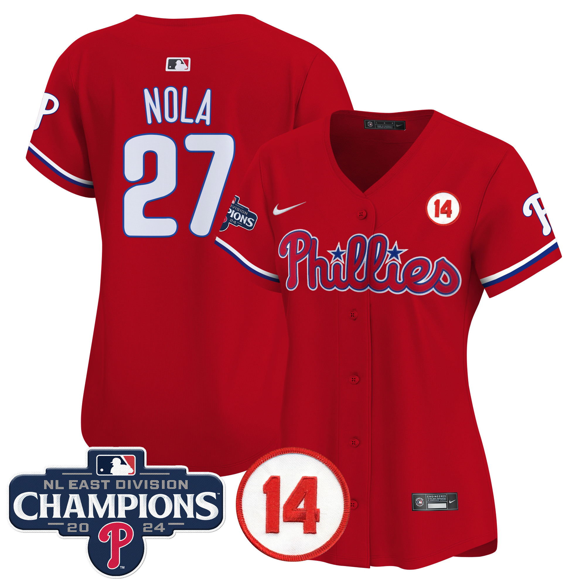 Women's Phillies 2024 NL East Division Champions & Pete Rose Patch Gold Vapor Premier Limited Jersey - All Stitched - Image 23