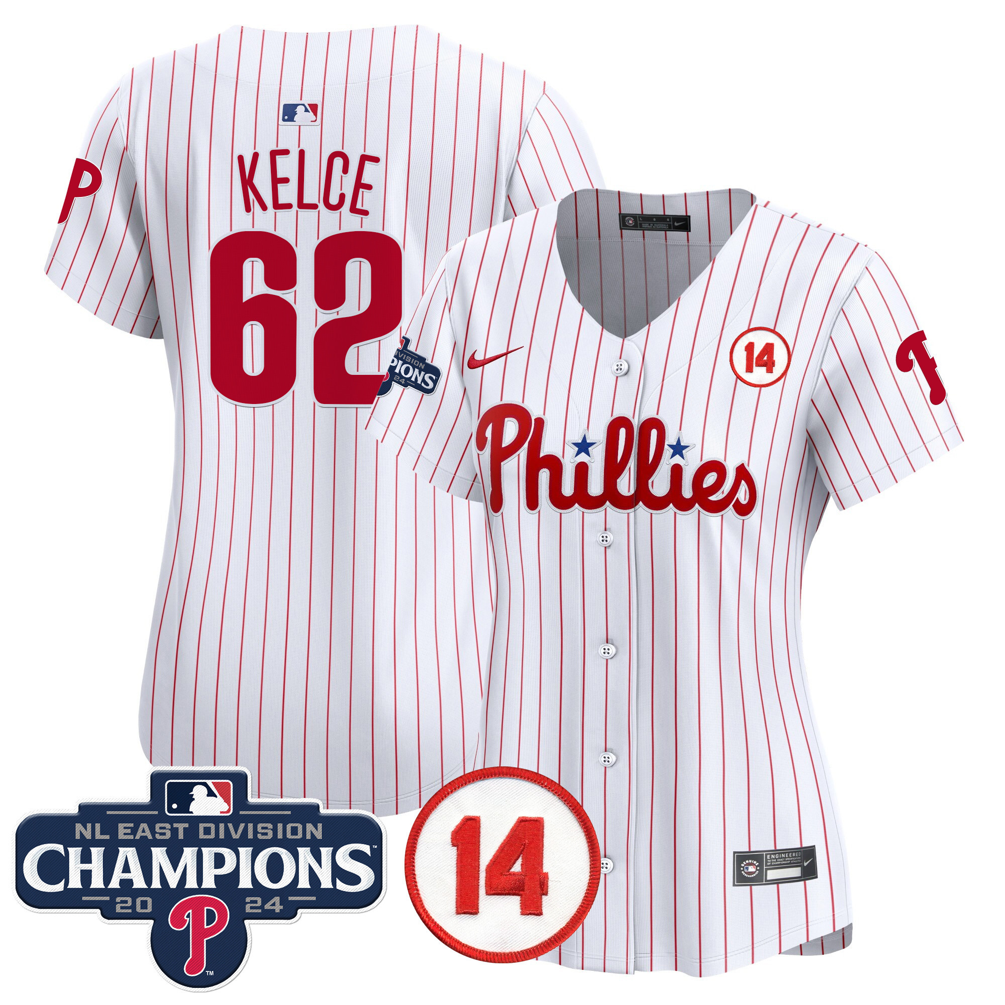 Women's Phillies 2024 NL East Division Champions & Pete Rose Patch Gold Vapor Premier Limited Jersey - All Stitched - Image 39