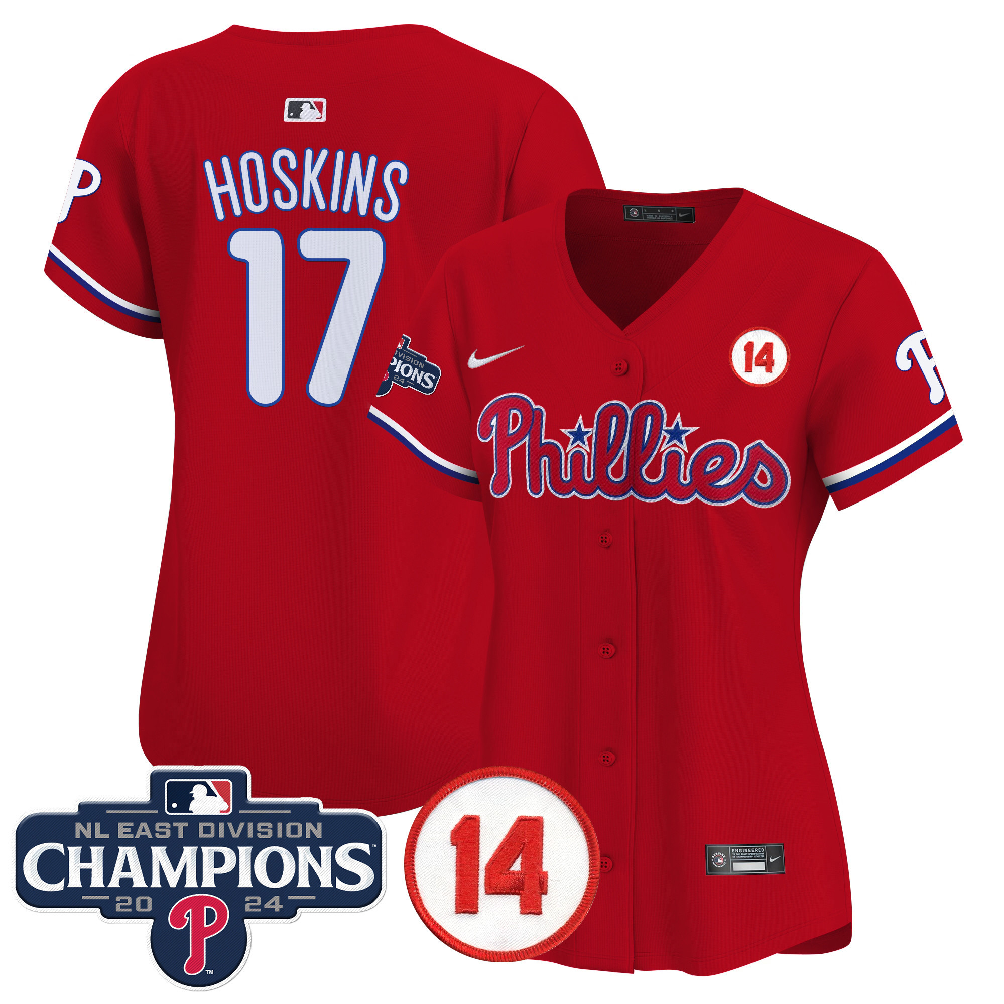 Women's Phillies 2024 NL East Division Champions & Pete Rose Patch Gold Vapor Premier Limited Jersey - All Stitched - Image 24