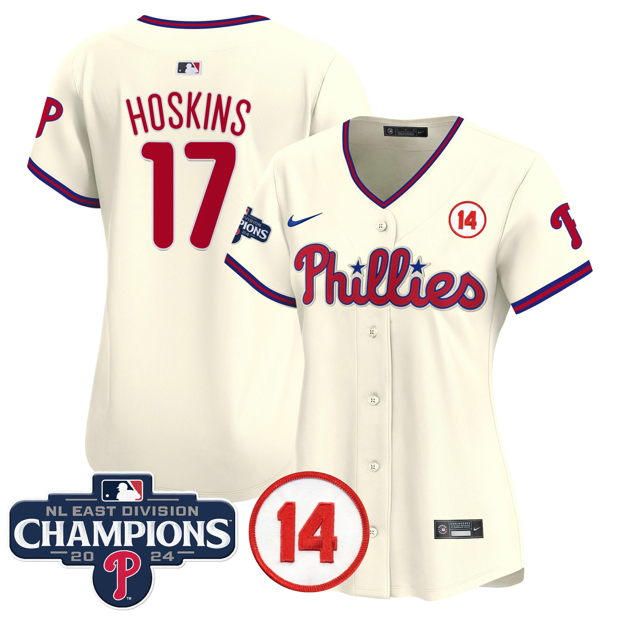 Women's Phillies 2024 NL East Division Champions & Pete Rose Patch Gold Vapor Premier Limited Jersey - All Stitched - Image 44
