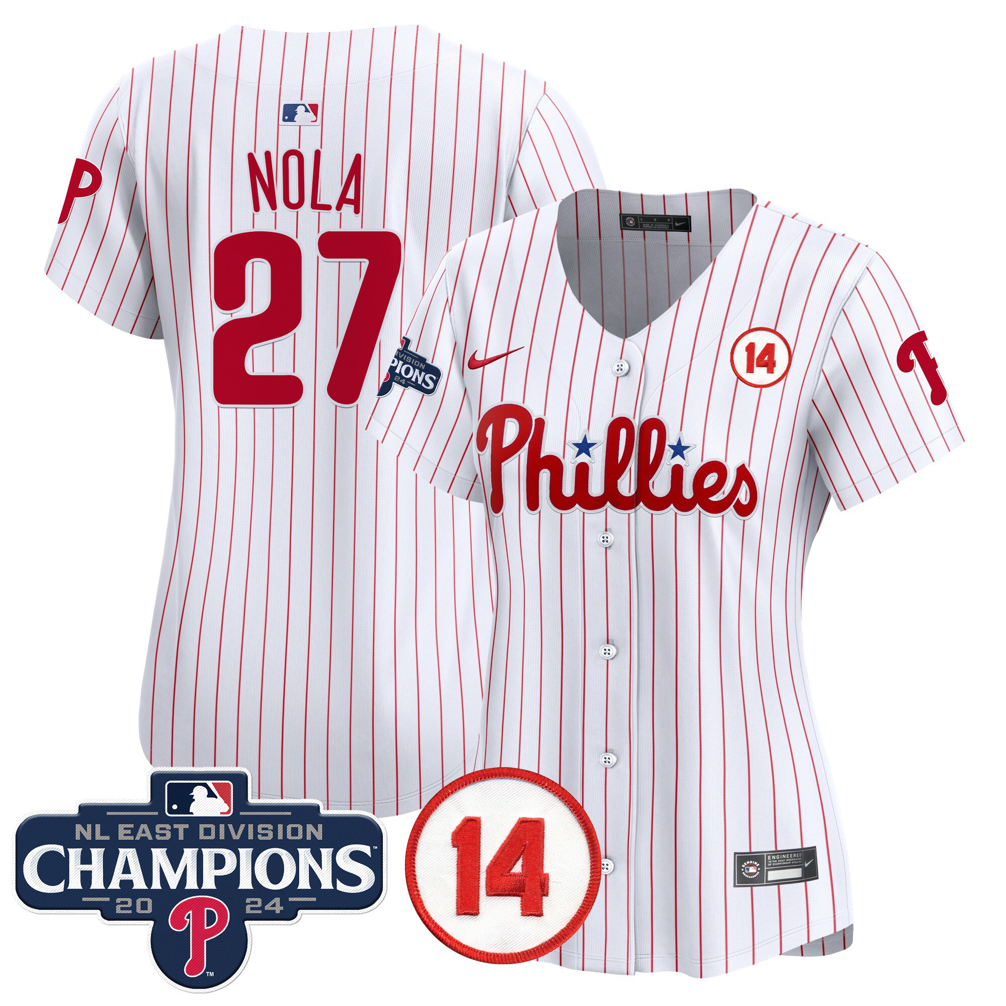 Women's Phillies 2024 NL East Division Champions & Pete Rose Patch Gold Vapor Premier Limited Jersey - All Stitched - Image 33