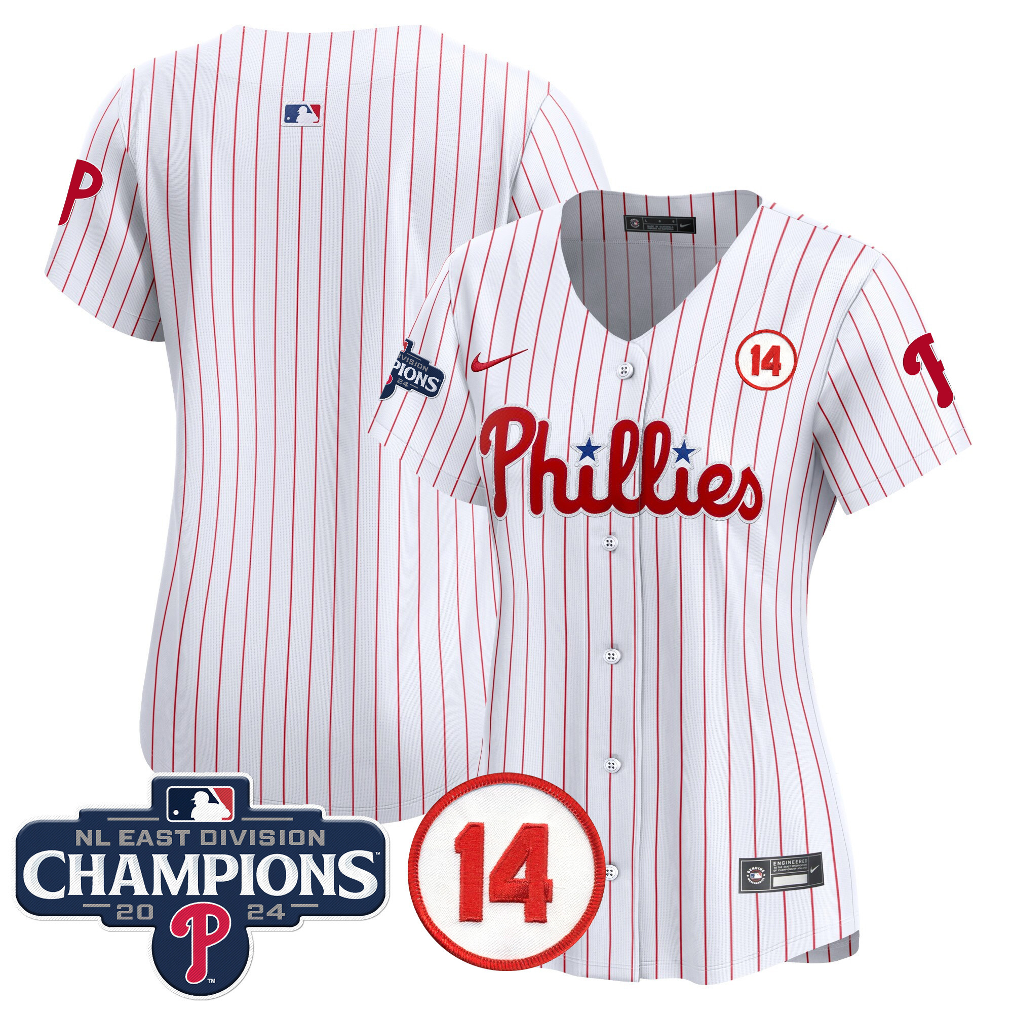 Women's Phillies 2024 NL East Division Champions & Pete Rose Patch Gold Vapor Premier Limited Jersey - All Stitched - Image 40