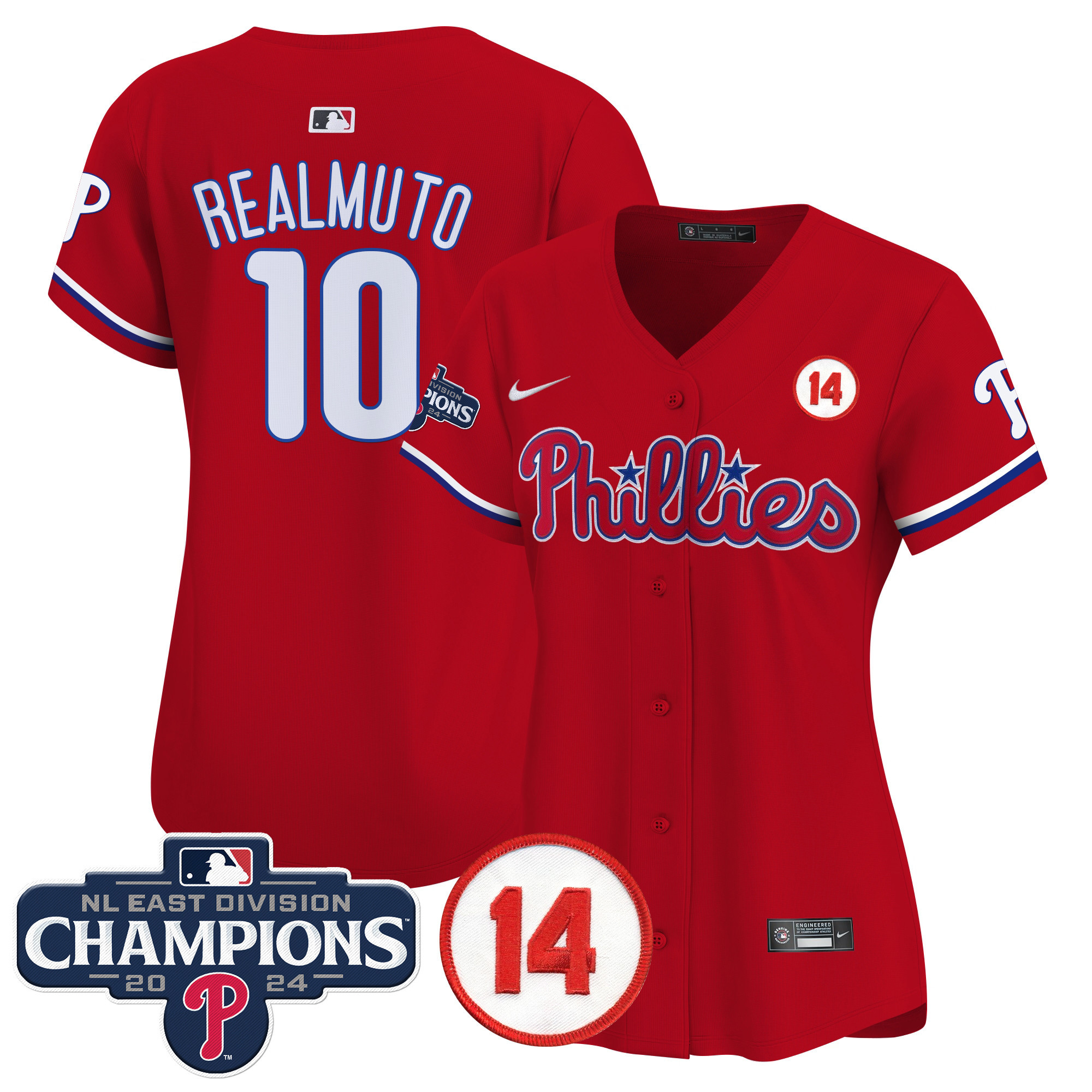 Women's Phillies 2024 NL East Division Champions & Pete Rose Patch Gold Vapor Premier Limited Jersey - All Stitched - Image 28