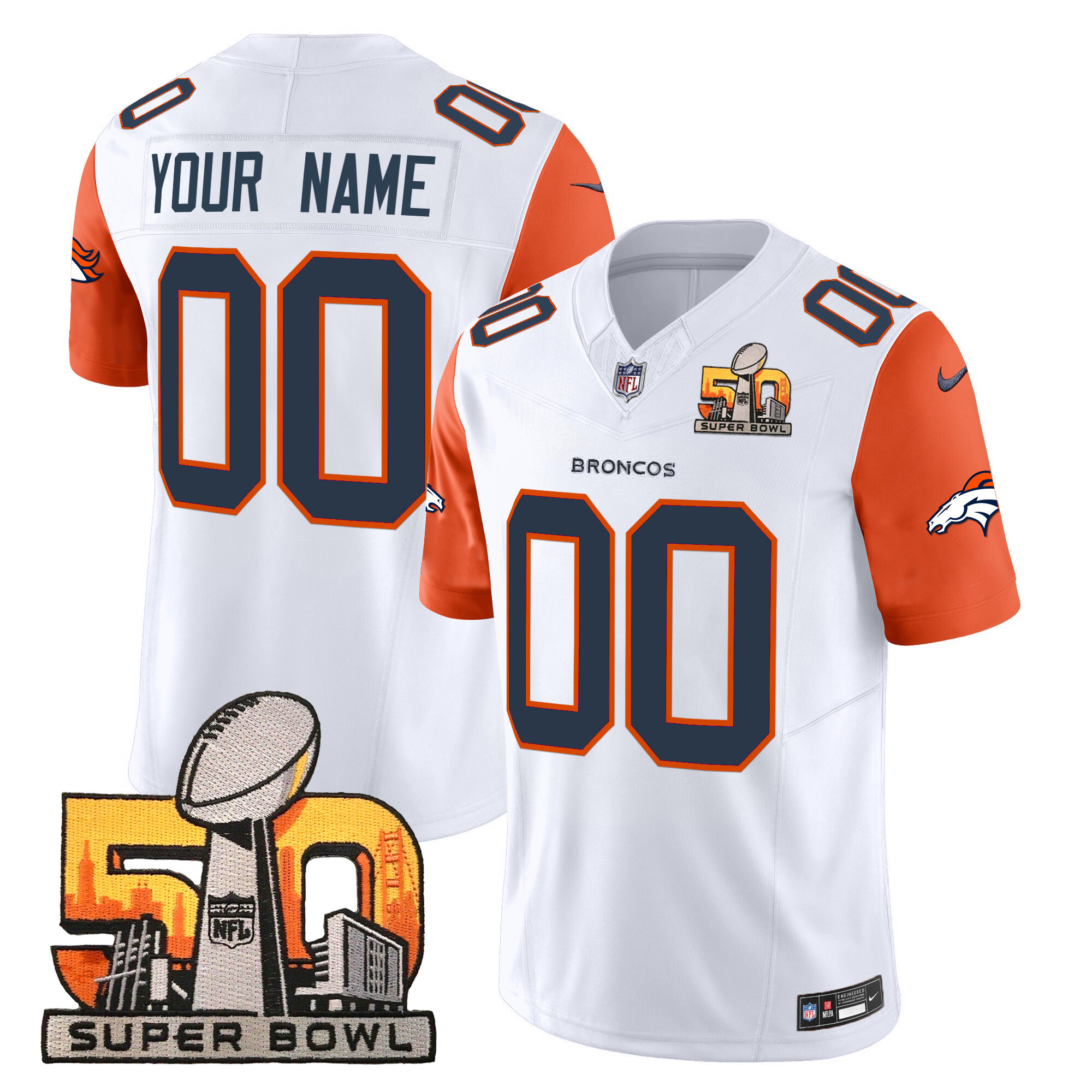 Denver Broncos Super Bowl 50 Patch Vapor Limited Custom Jersey - All Stitched - Image 6