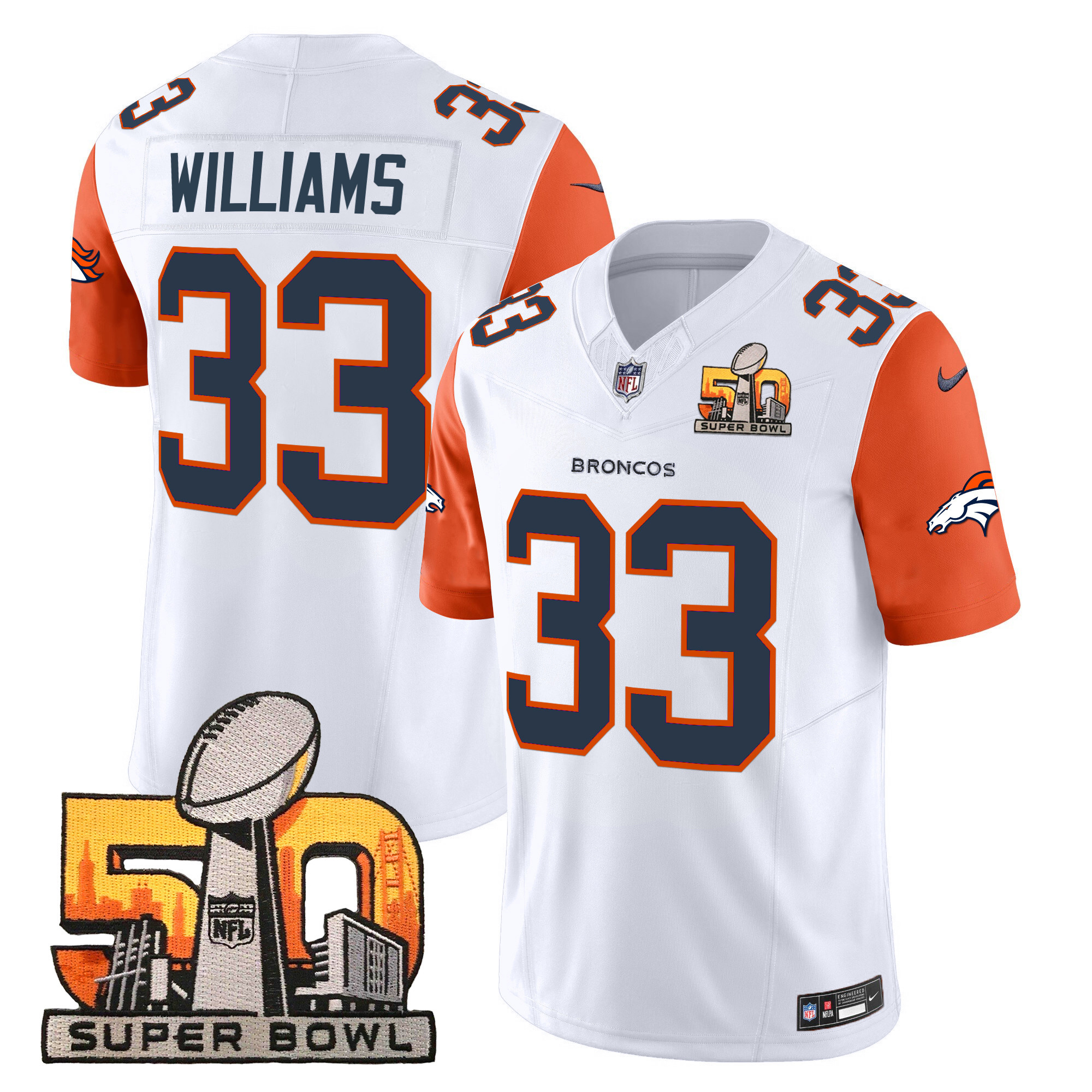 Men's Denver Broncos Super Bowl 50 Patch Vapor Limited Jersey - All Stitched - Image 39