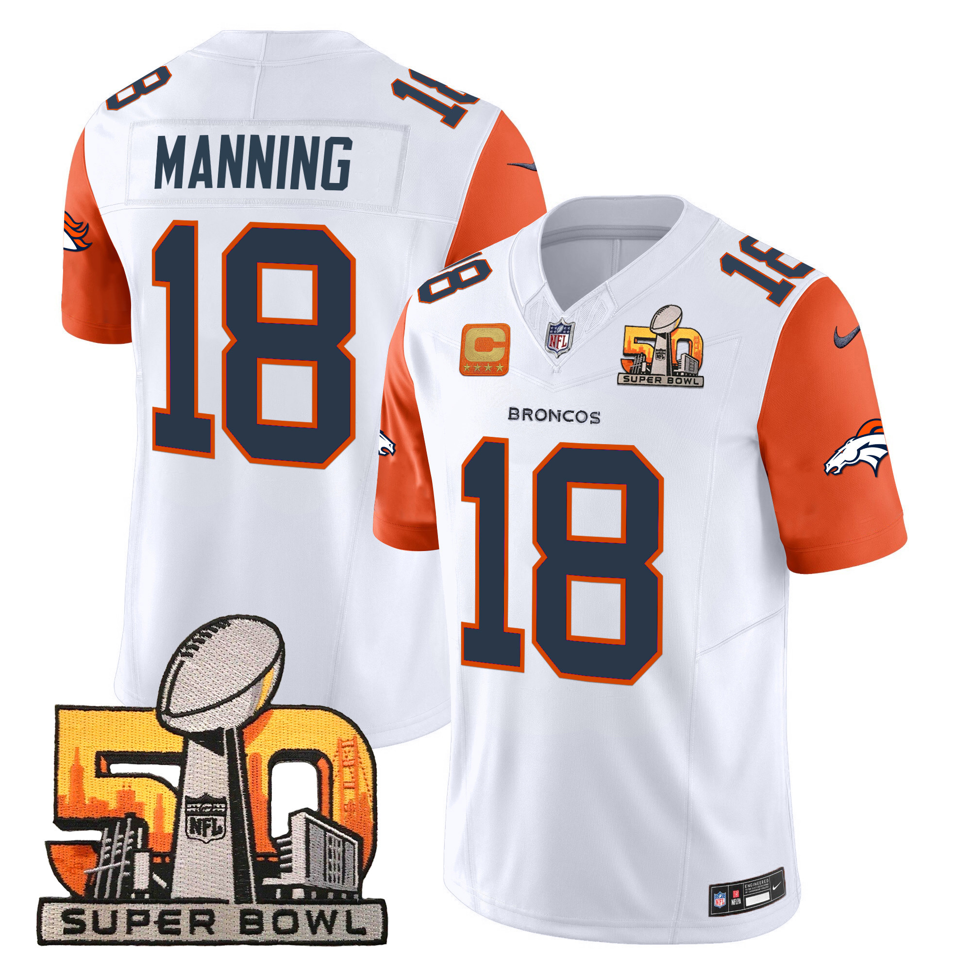 Men's Denver Broncos Super Bowl 50 Patch Vapor Limited Jersey - All Stitched - Image 40