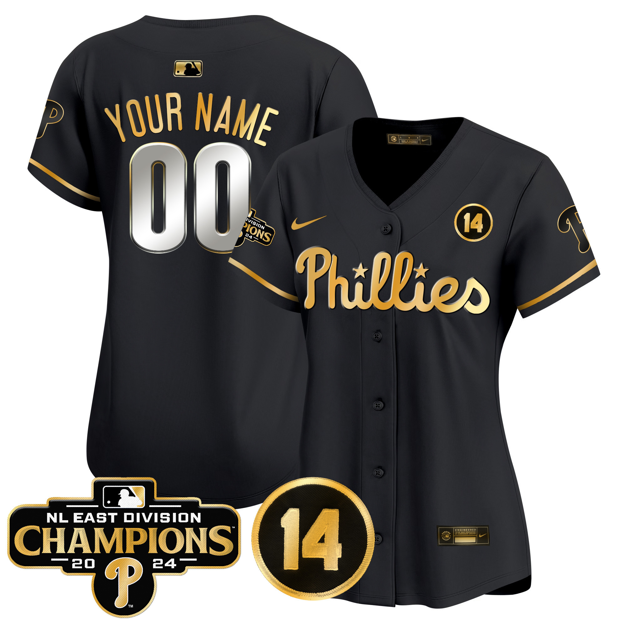 Phillies 2024 NL East Division Champions & Pete Rose Patch Vapor Premier Limited Custom Jersey - All Stitched - Image 6