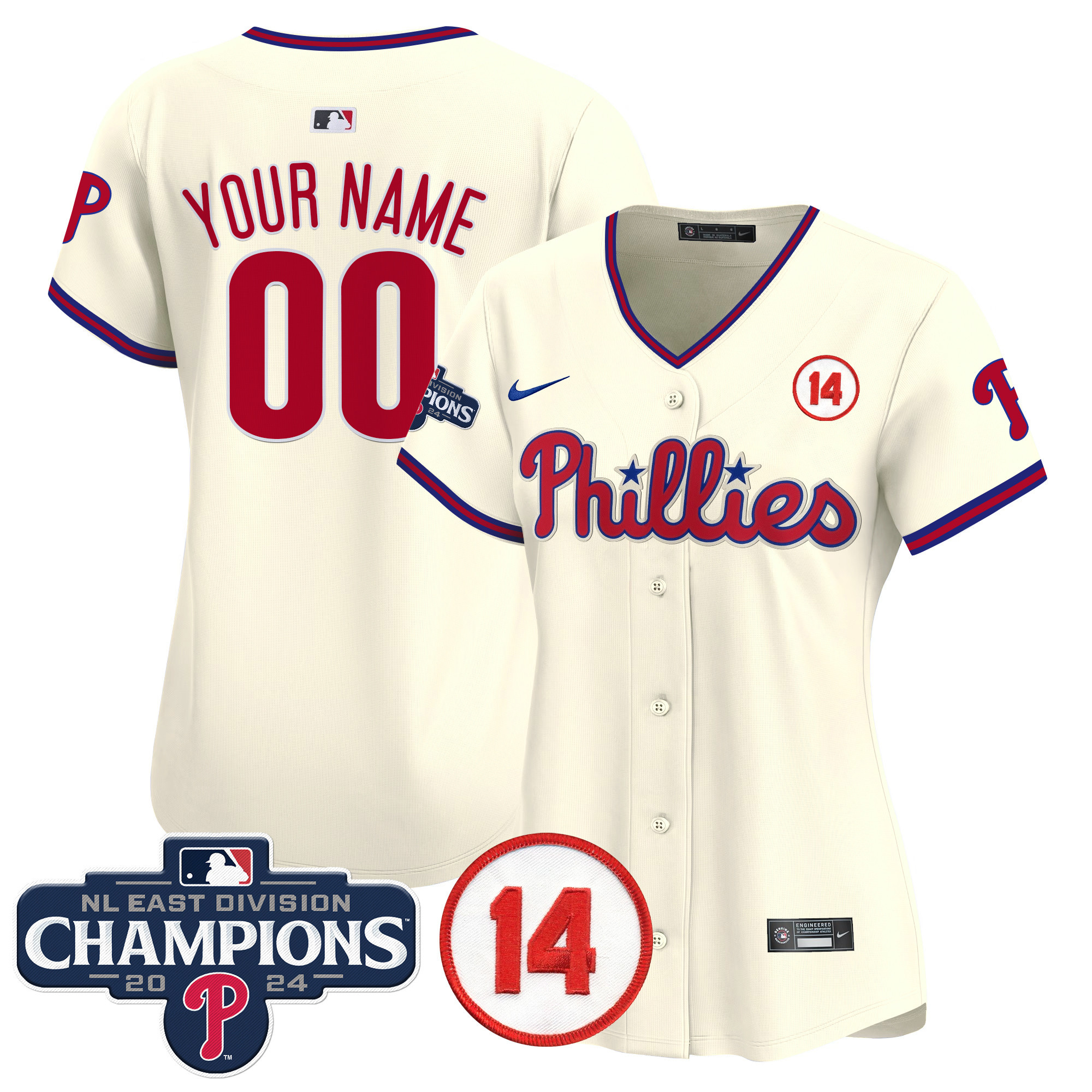 Phillies 2024 NL East Division Champions & Pete Rose Patch Vapor Premier Limited Custom Jersey - All Stitched - Image 10