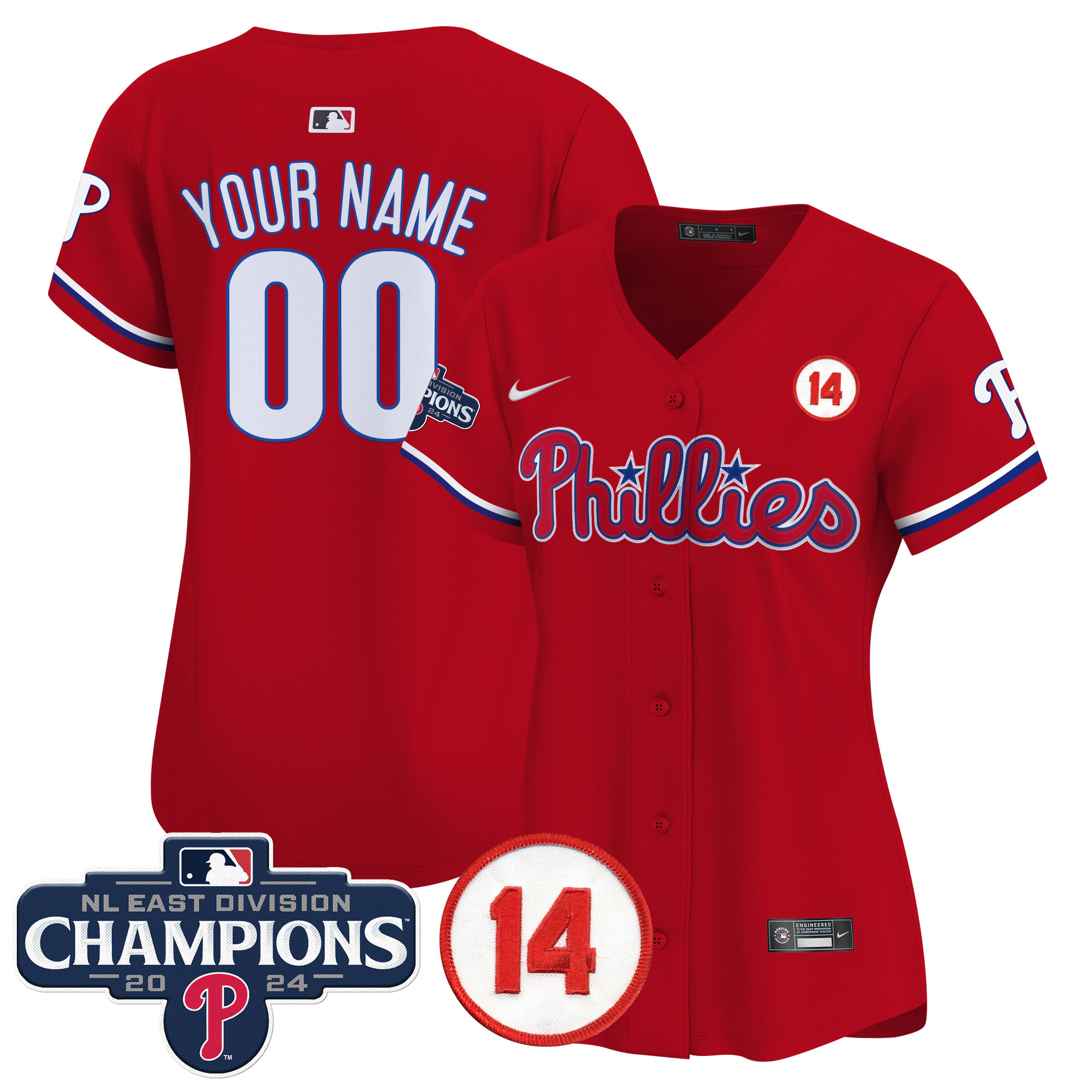 Phillies 2024 NL East Division Champions & Pete Rose Patch Vapor Premier Limited Custom Jersey - All Stitched - Image 8