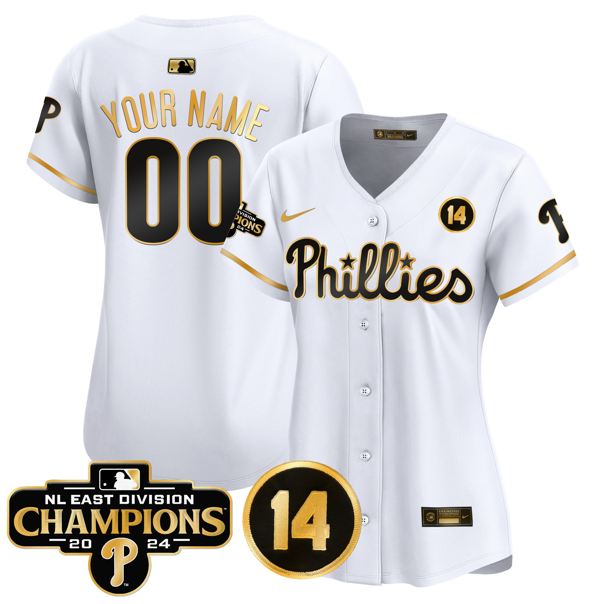 Phillies 2024 NL East Division Champions & Pete Rose Patch Vapor Premier Limited Custom Jersey - All Stitched - Image 7