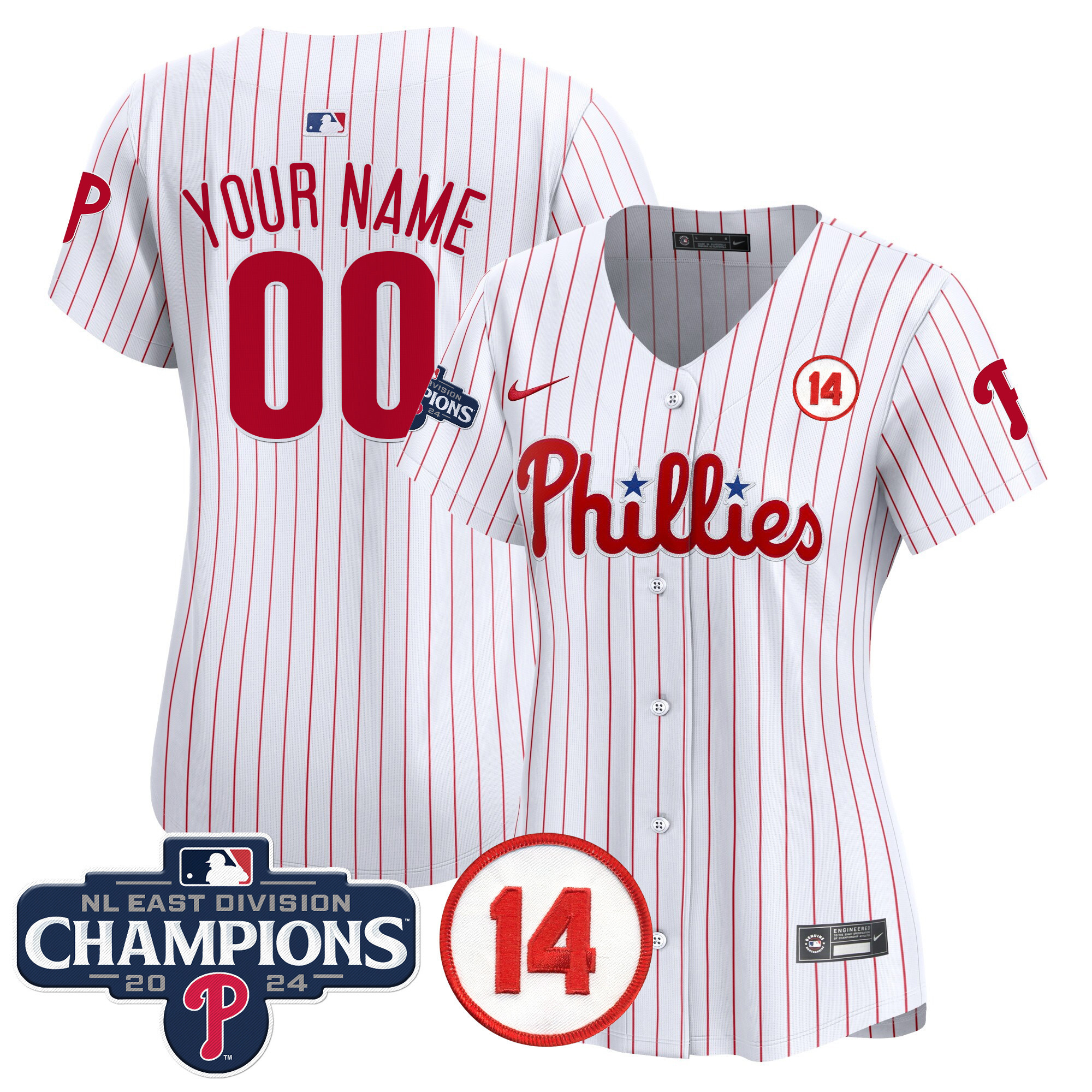 Phillies 2024 NL East Division Champions & Pete Rose Patch Vapor Premier Limited Custom Jersey - All Stitched - Image 9