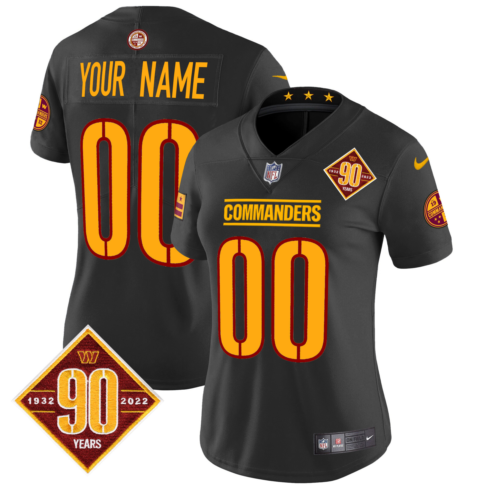 Washington Commanders 90th Anniversary Patch Vapor Limited Custom Jersey - All Stitched - Image 9