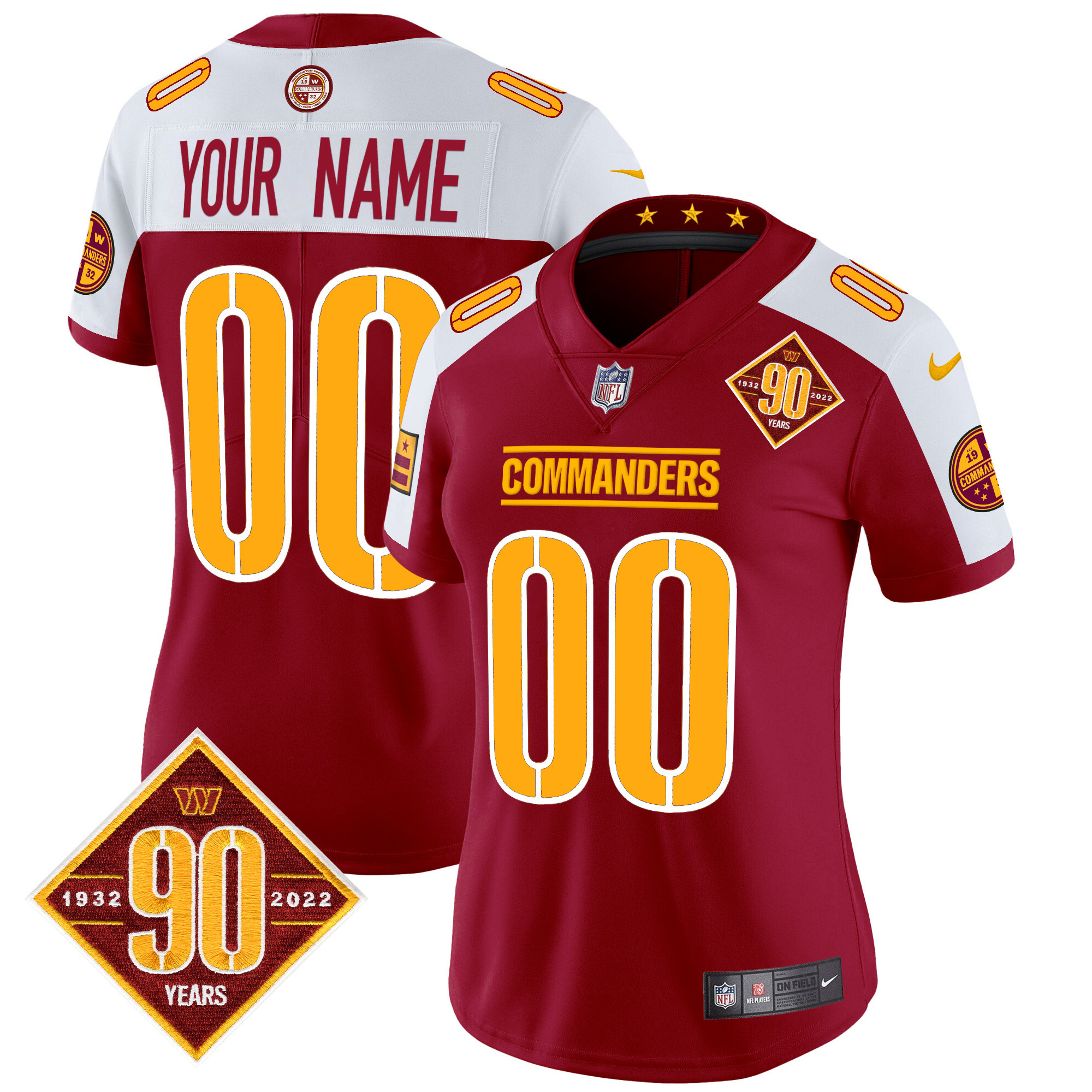 Washington Commanders 90th Anniversary Patch Vapor Limited Custom Jersey - All Stitched - Image 7