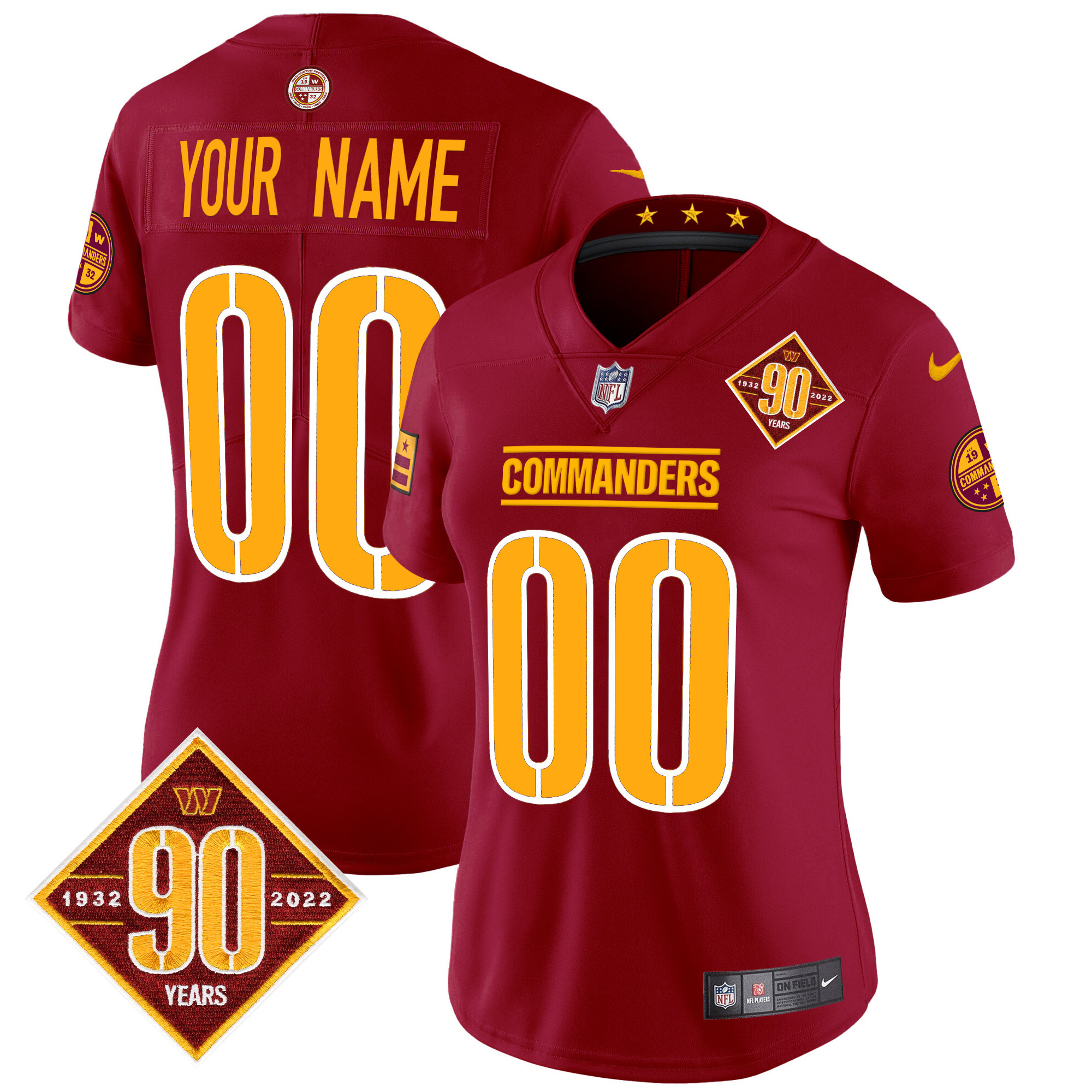 Washington Commanders 90th Anniversary Patch Vapor Limited Custom Jersey - All Stitched - Image 10