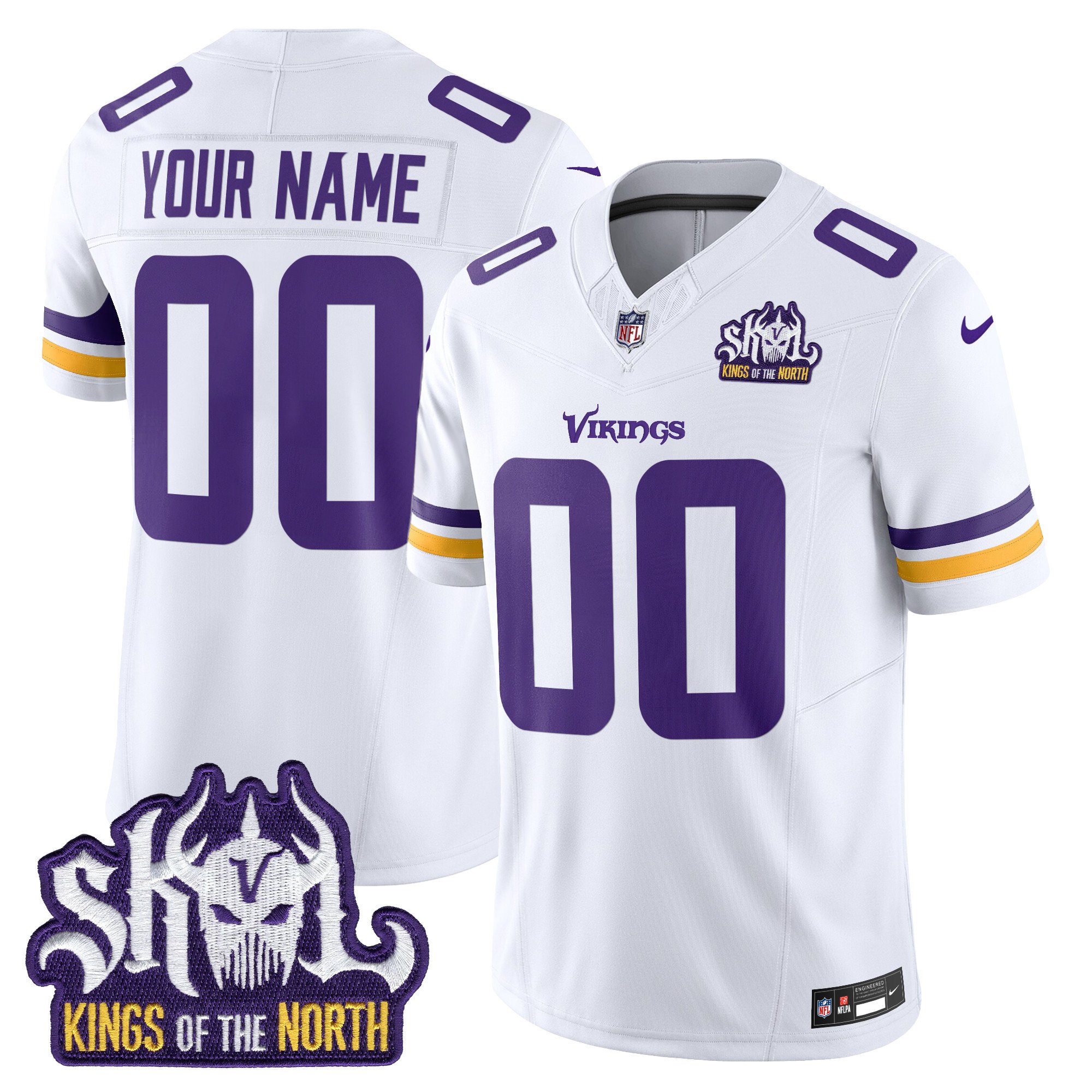 Minnesota Vikings Kings Of The North Patch Vapor Limited Custom Jersey - All Stitched - Image 4