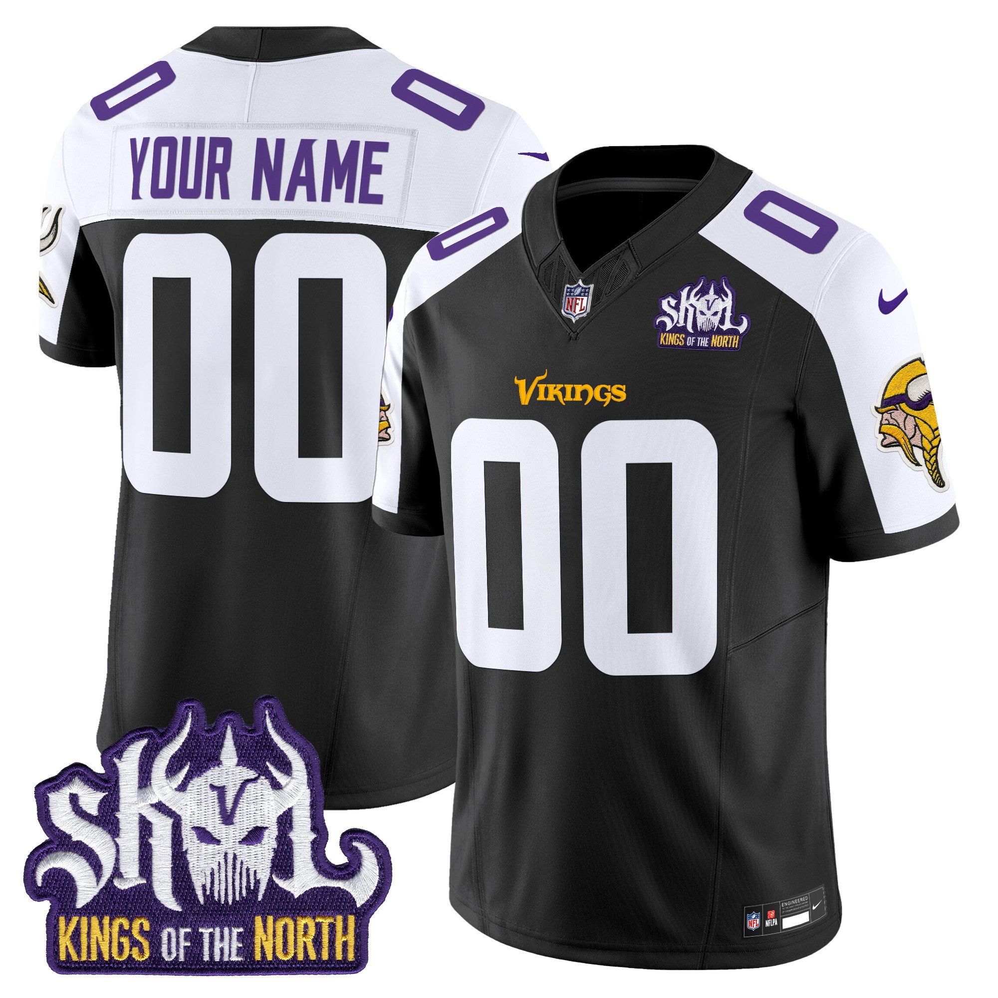 Minnesota Vikings Kings Of The North Patch Vapor Limited Custom Jersey - All Stitched - Image 2