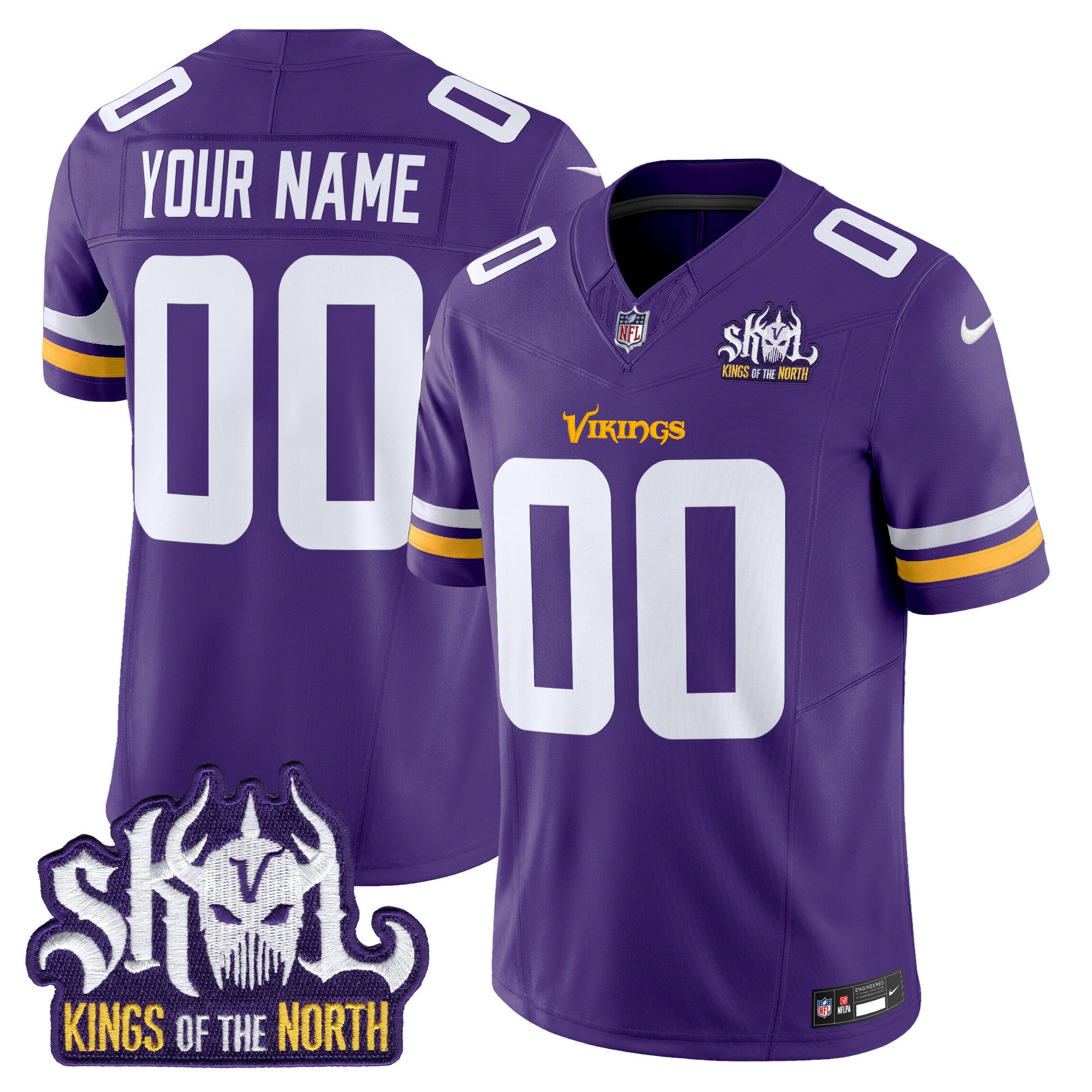 Minnesota Vikings Kings Of The North Patch Vapor Limited Custom Jersey - All Stitched - Image 3