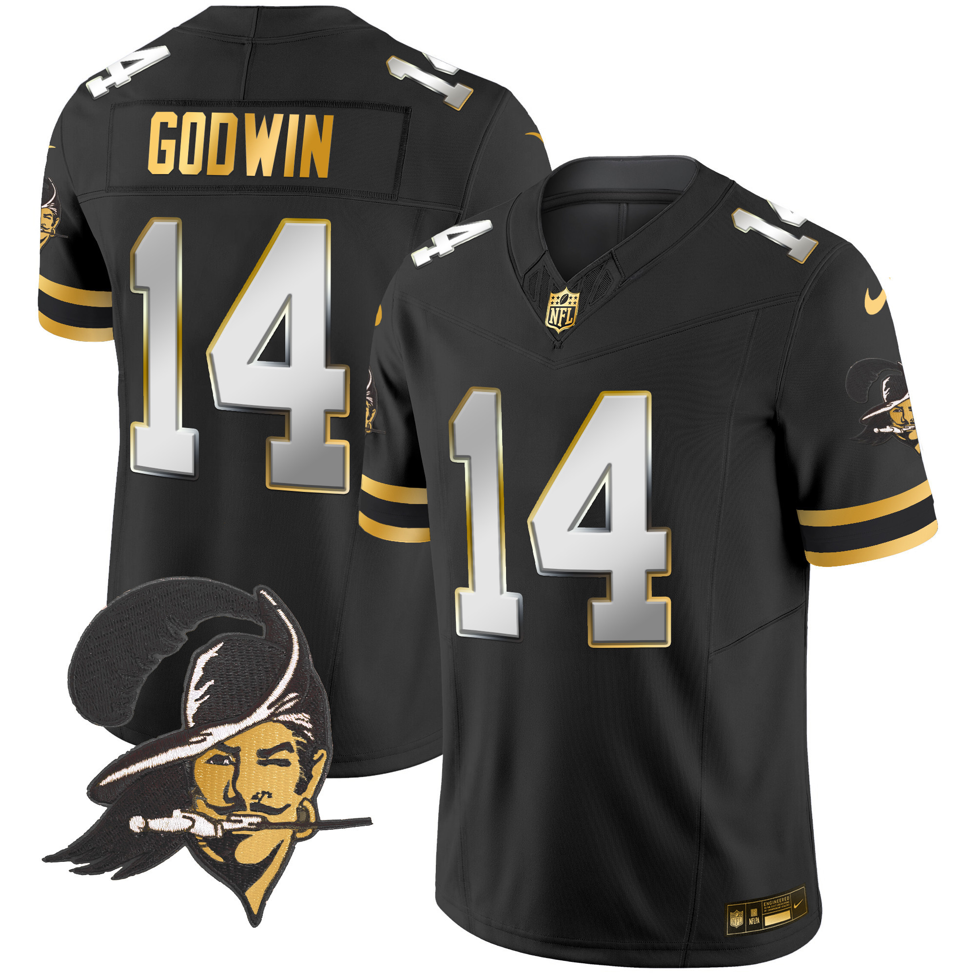 Men's Buccaneers Throwback Gold Vapor Limited Jersey - All Stitched - Image 4