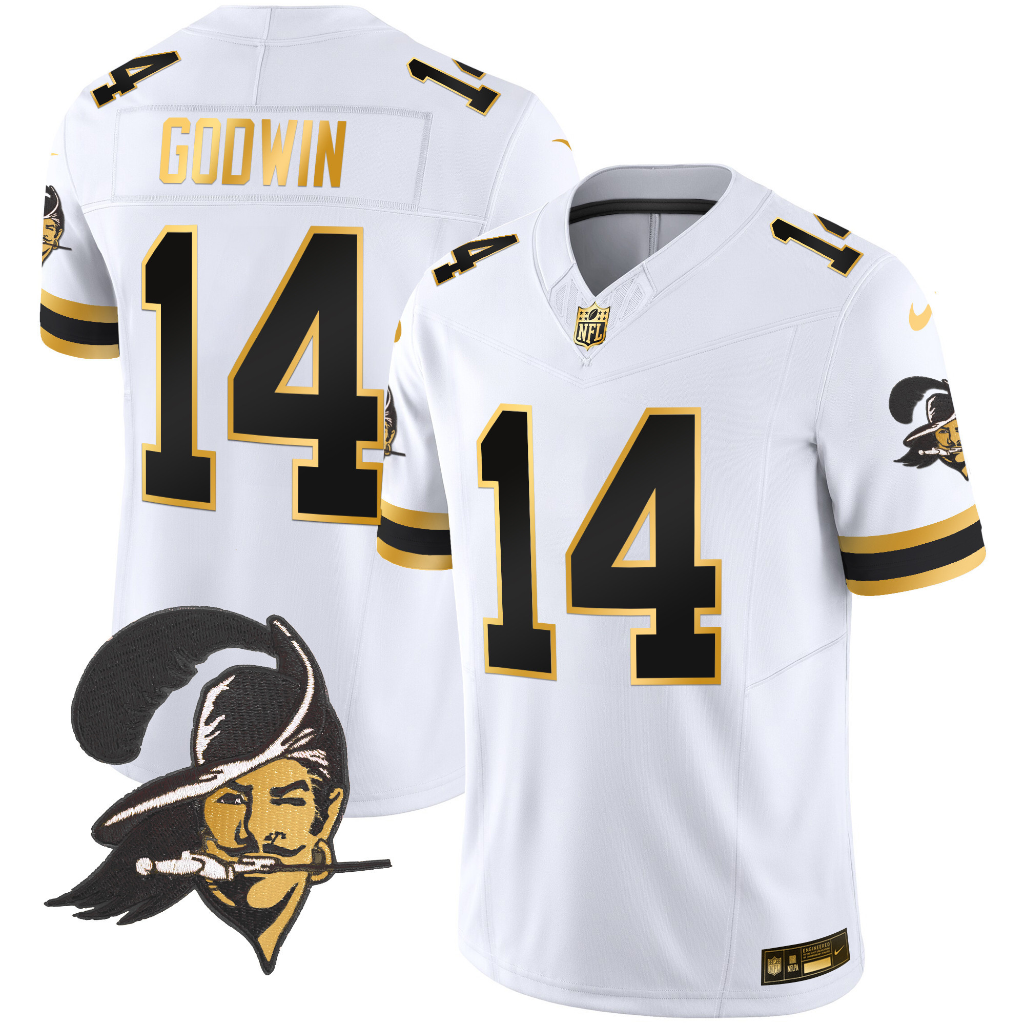 Men's Buccaneers Throwback Gold Vapor Limited Jersey - All Stitched - Image 18